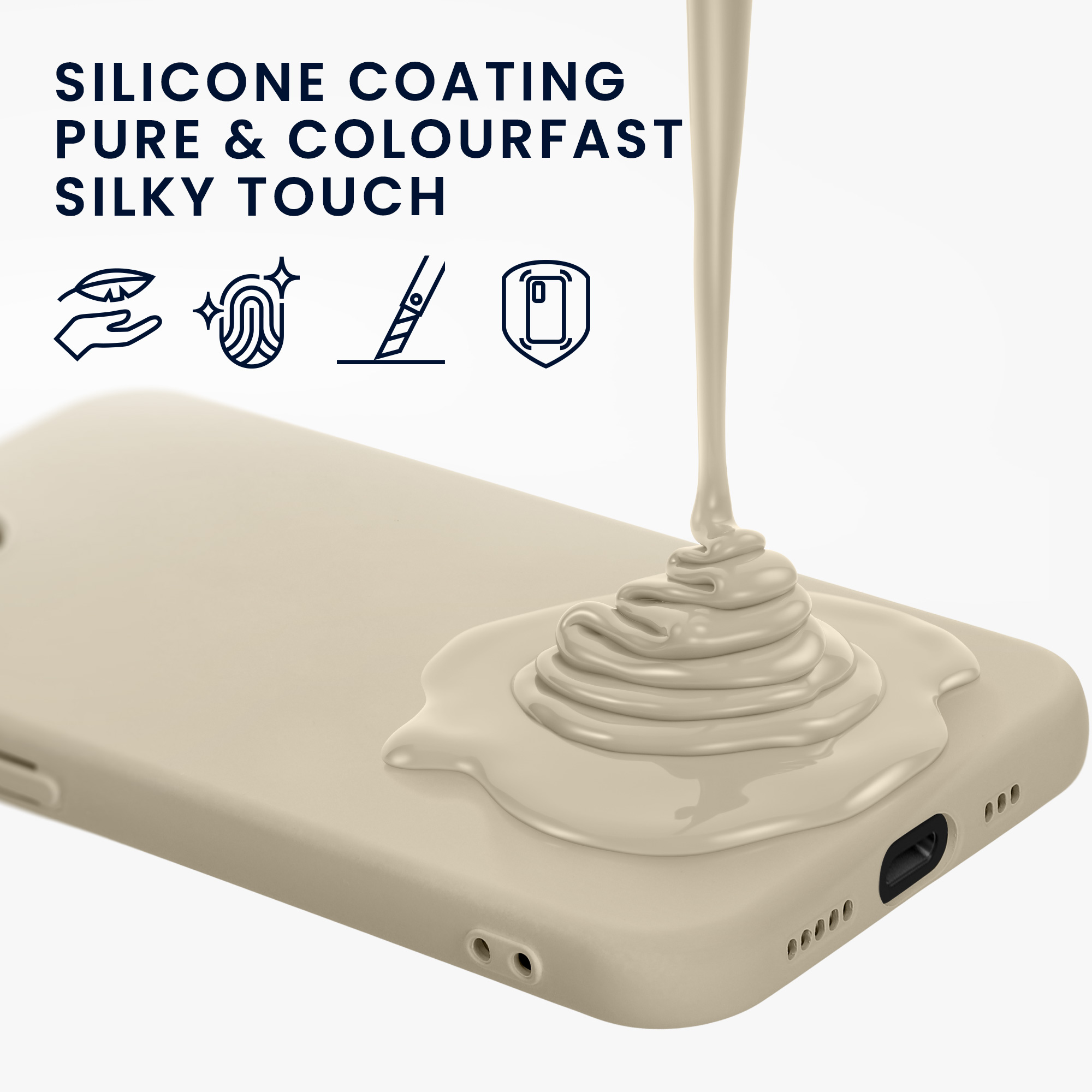 Silikonový kryt kwmobile pro Apple iPhone 17e / iPhone 16e - béžová