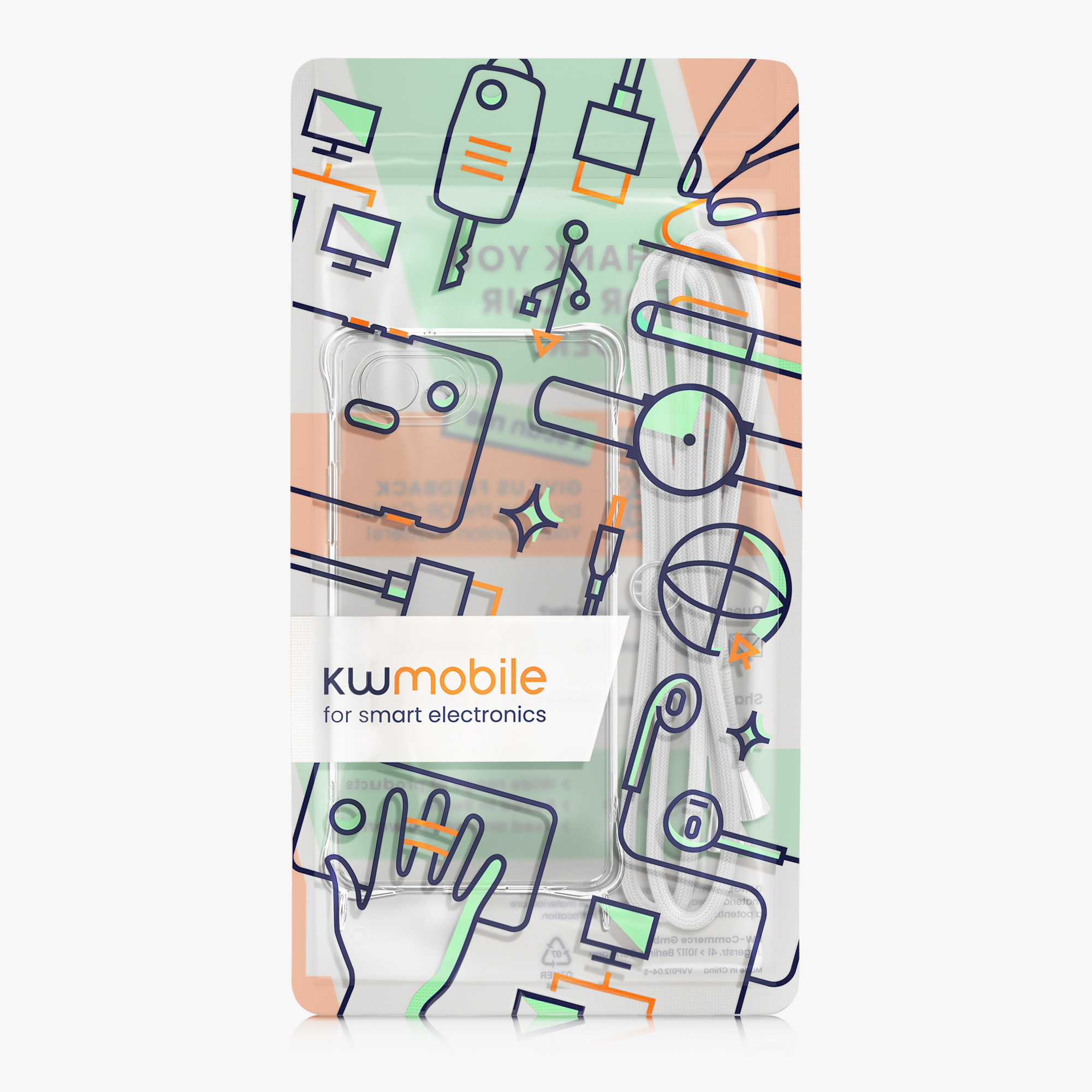 Crossbody pouzdro kwmobile pro Apple iPhone 17e / iPhone 16e - transparentní, bílá