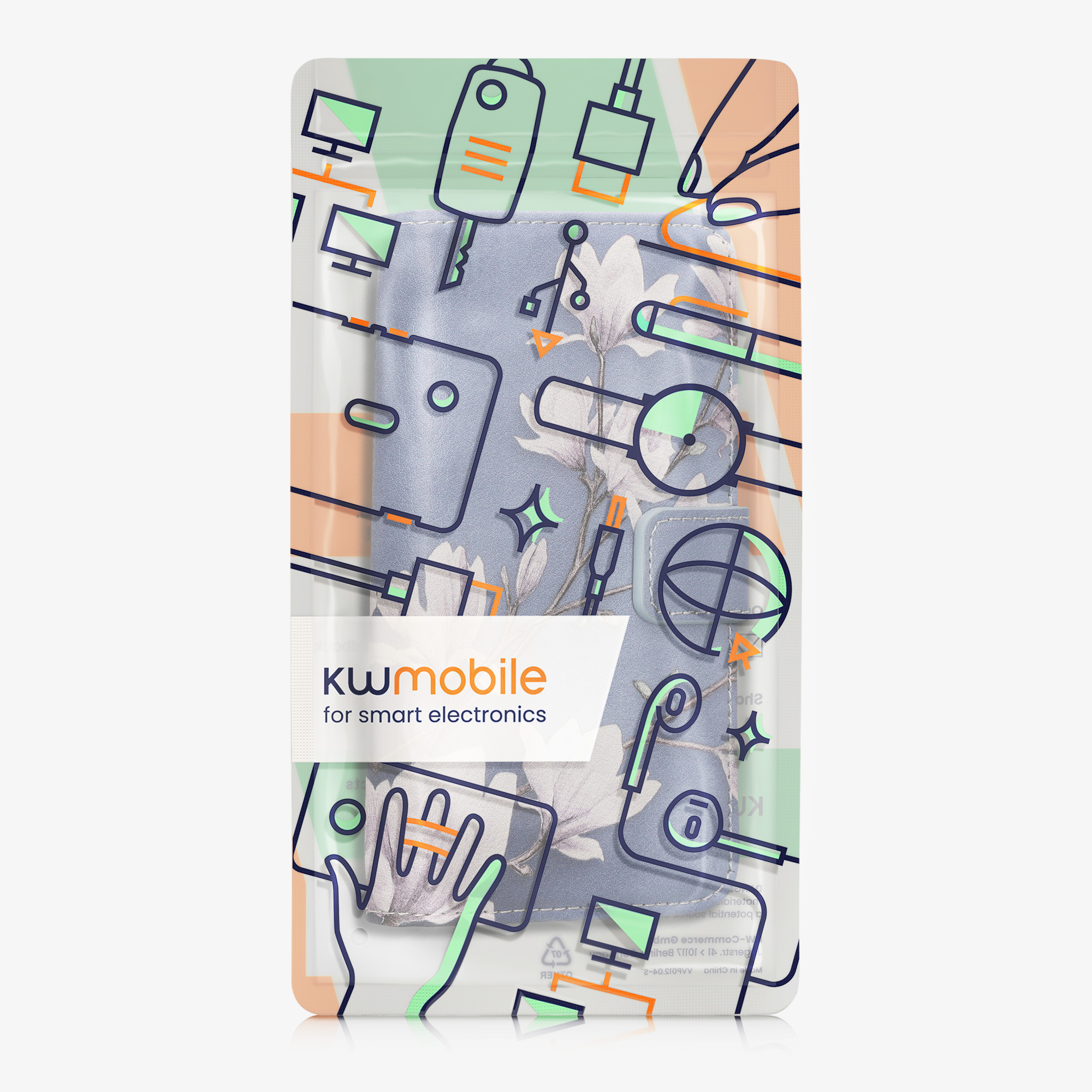 Flipové pouzdro kwmobile pro Apple iPhone 17e / iPhone 16e - magnolie, bílá, modrošedá, modrá, hnědá, šedá