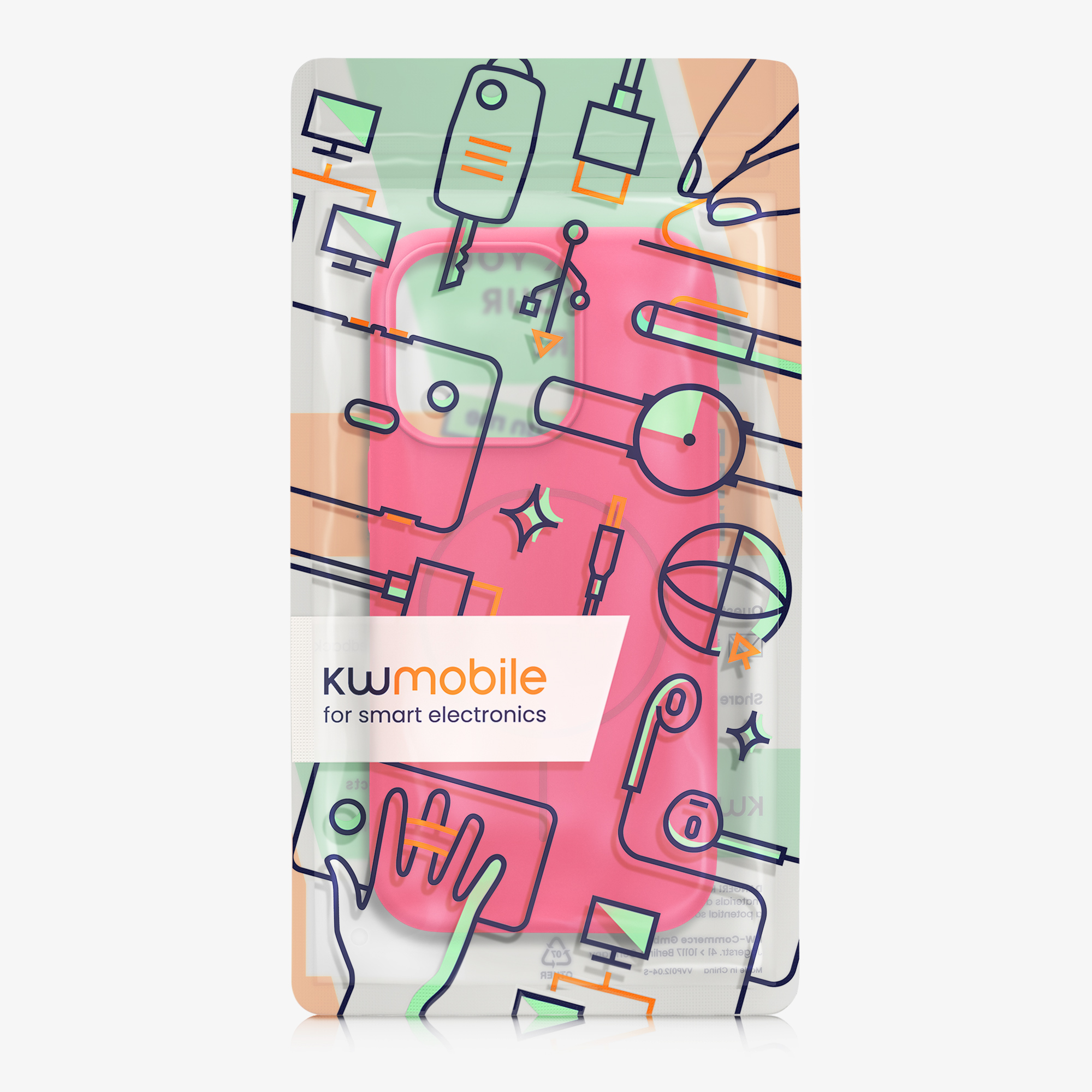 Magnetický kryt kwmobile pro iPhone 15 Pro - neonově růžová