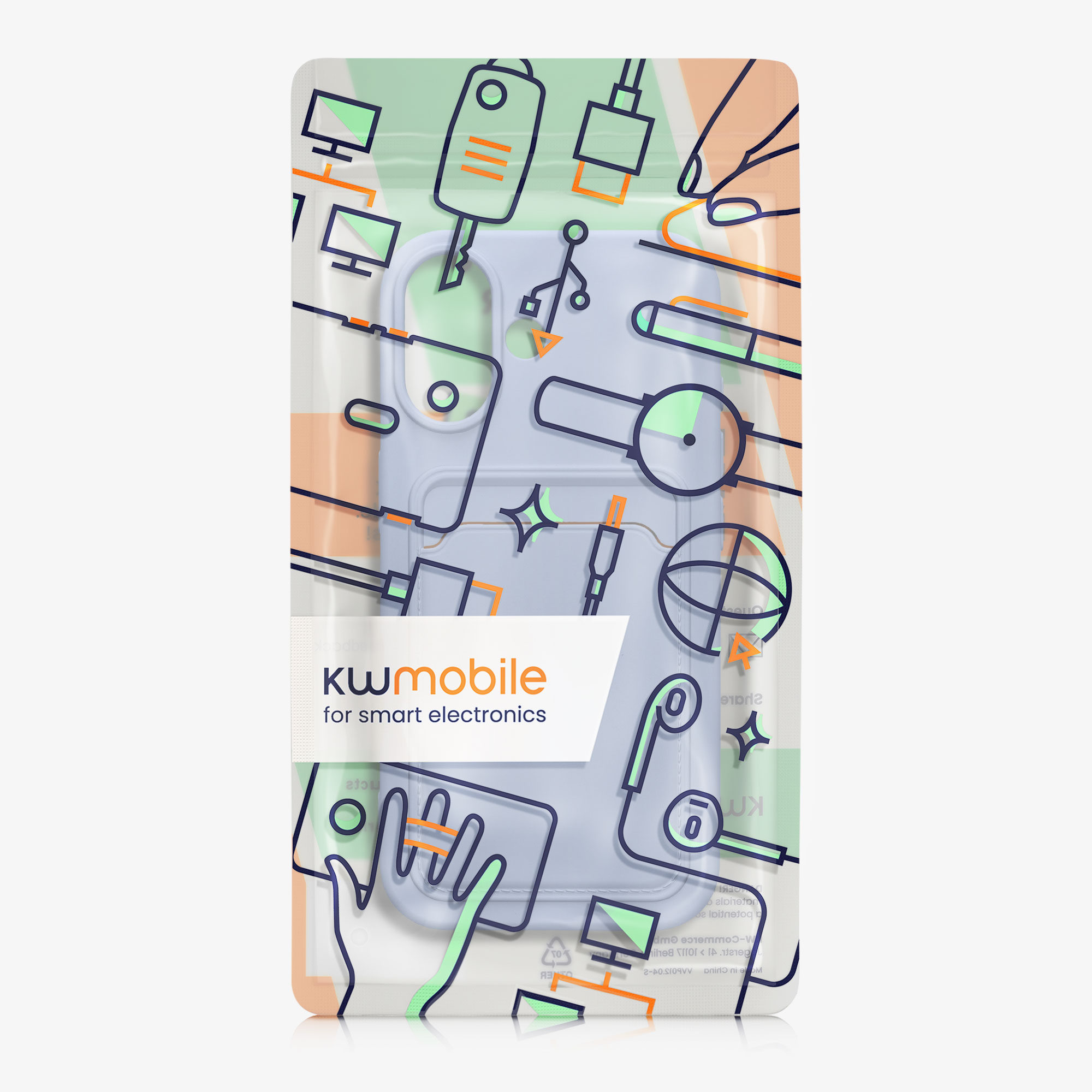 Kryt s držákem karty Kwmobile pro iPhone 17 - levandulová