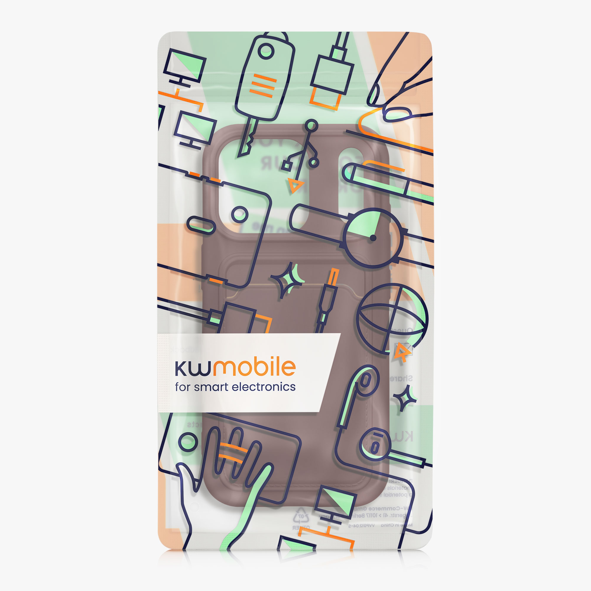 Kryt s držákem karty Kwmobile pro iPhone 17 Pro - tawny red