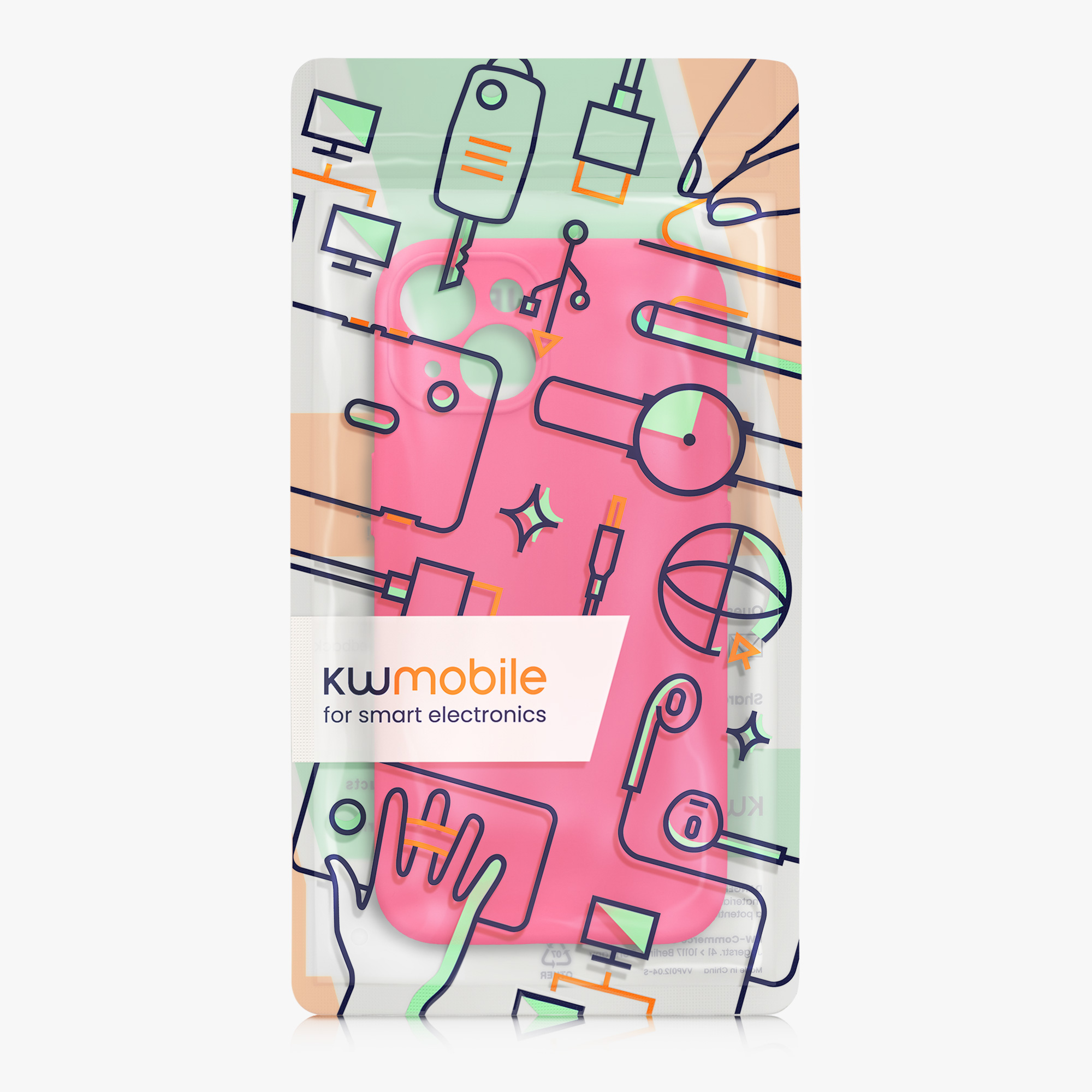 Kryt kwmobile slim soft-touch iPhone 14 neonově růžová
