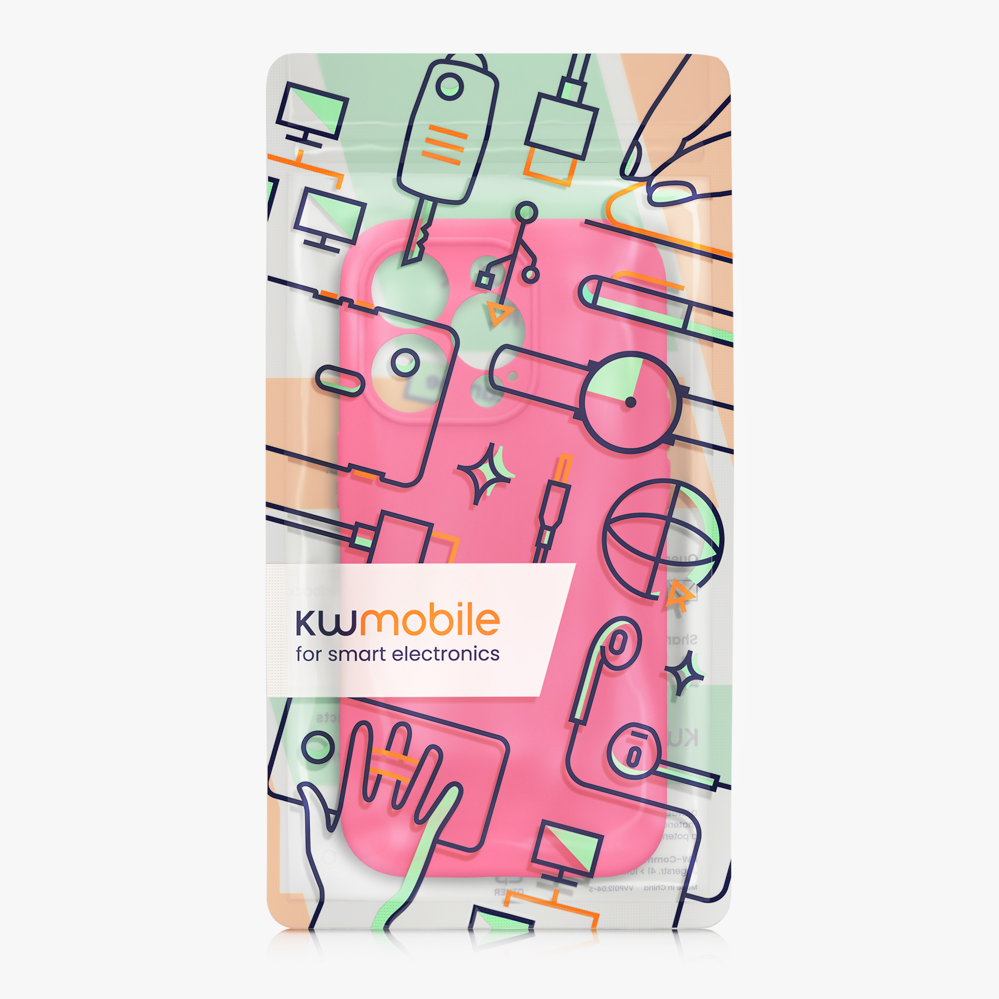 Kryt kwmobile slim soft-touch iPhone 14 Pro neonově růžová