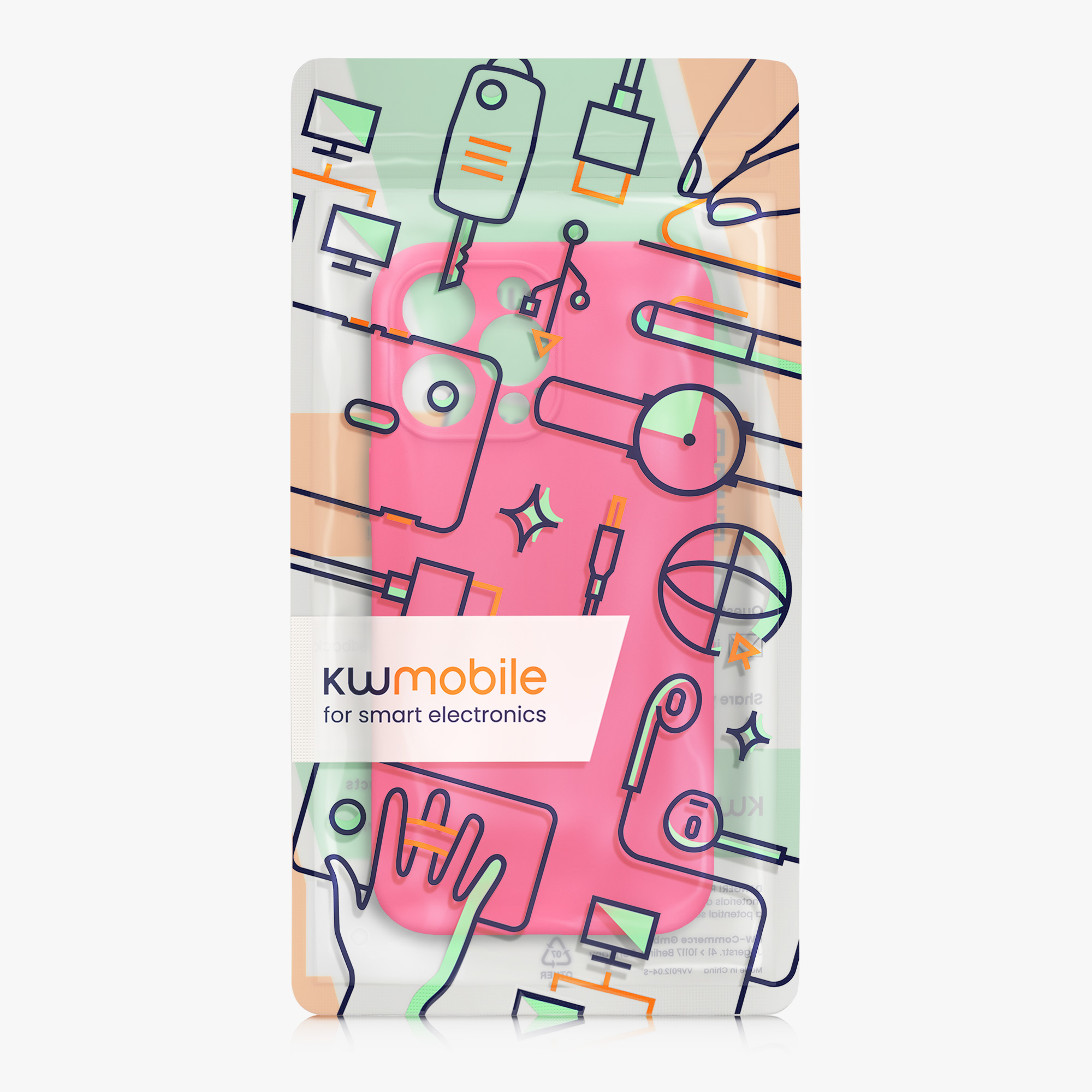 Kryt kwmobile slim soft-touch iPhone 14 Pro Max neonově růžová