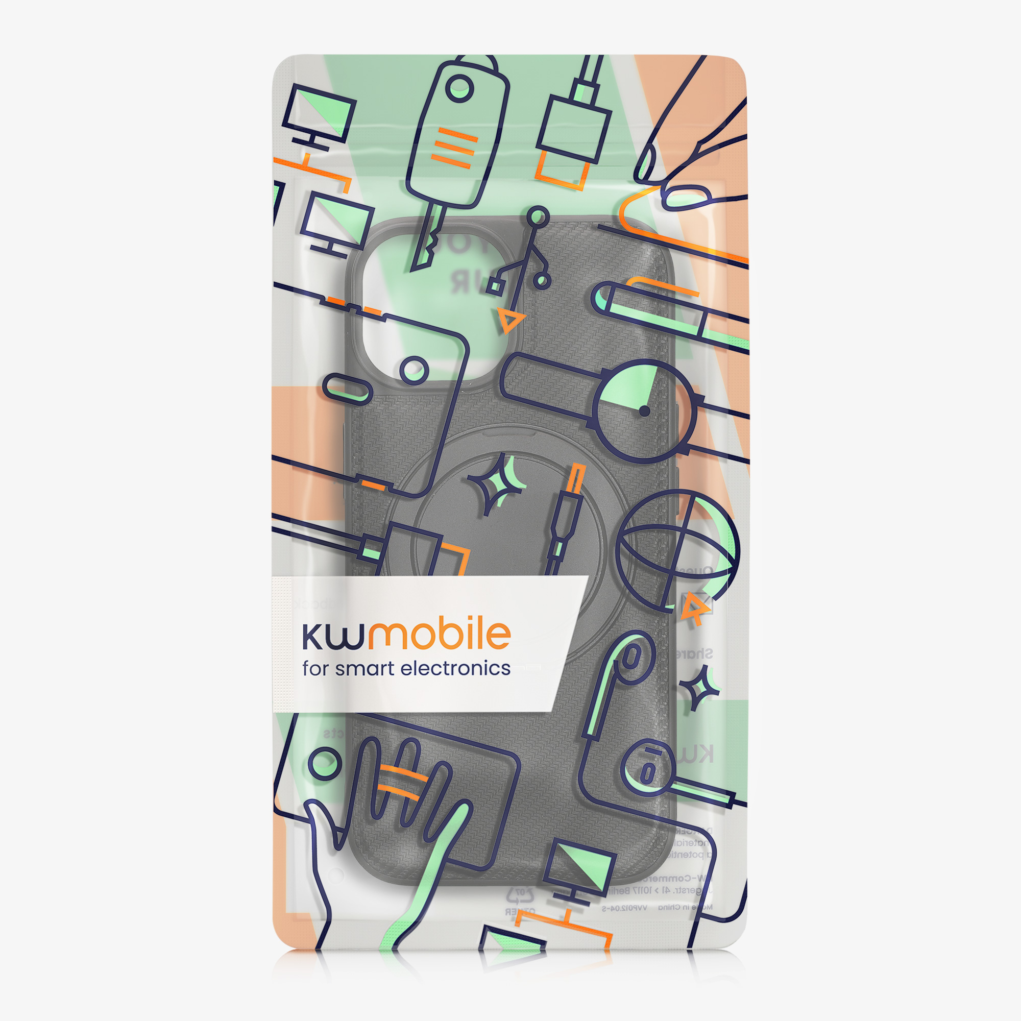 Nabíječka kwmobile MagSafe s otočným stojánkem carbon iPhone 15 černá