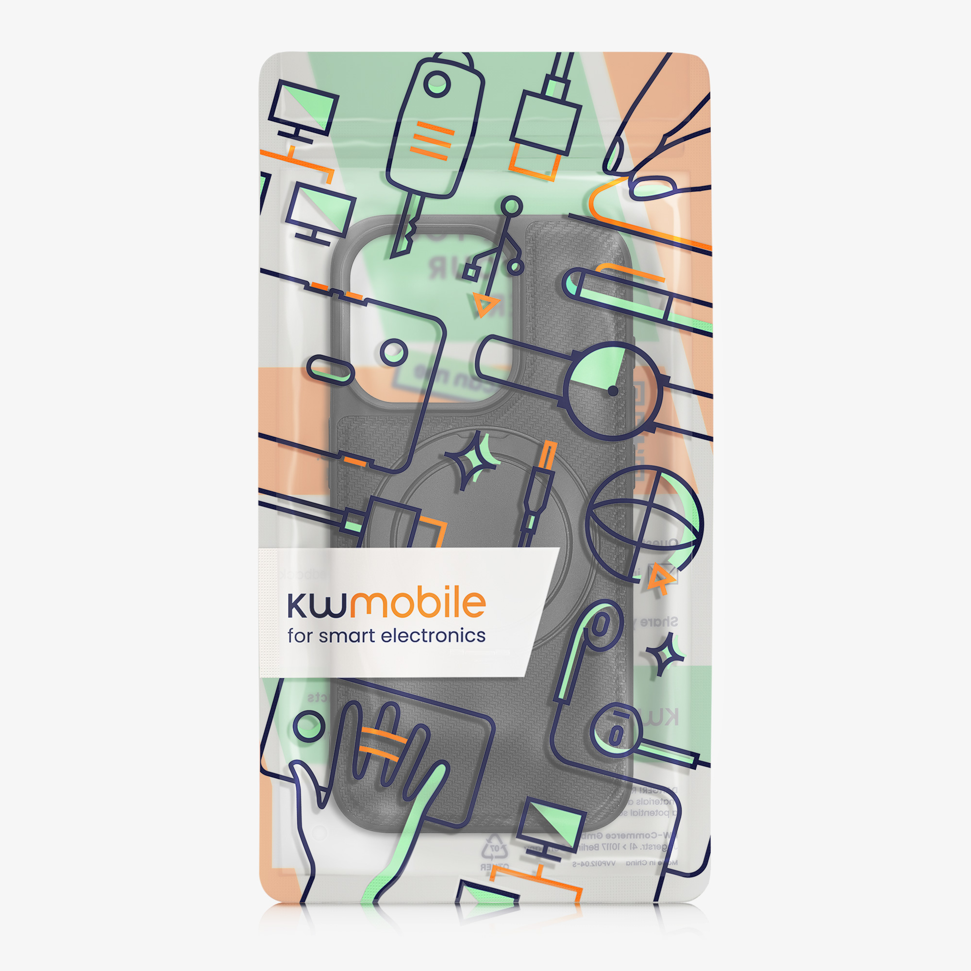 Nabíječka kwmobile MagSafe s otočným stojánkem carbon iPhone 15 Pro černá