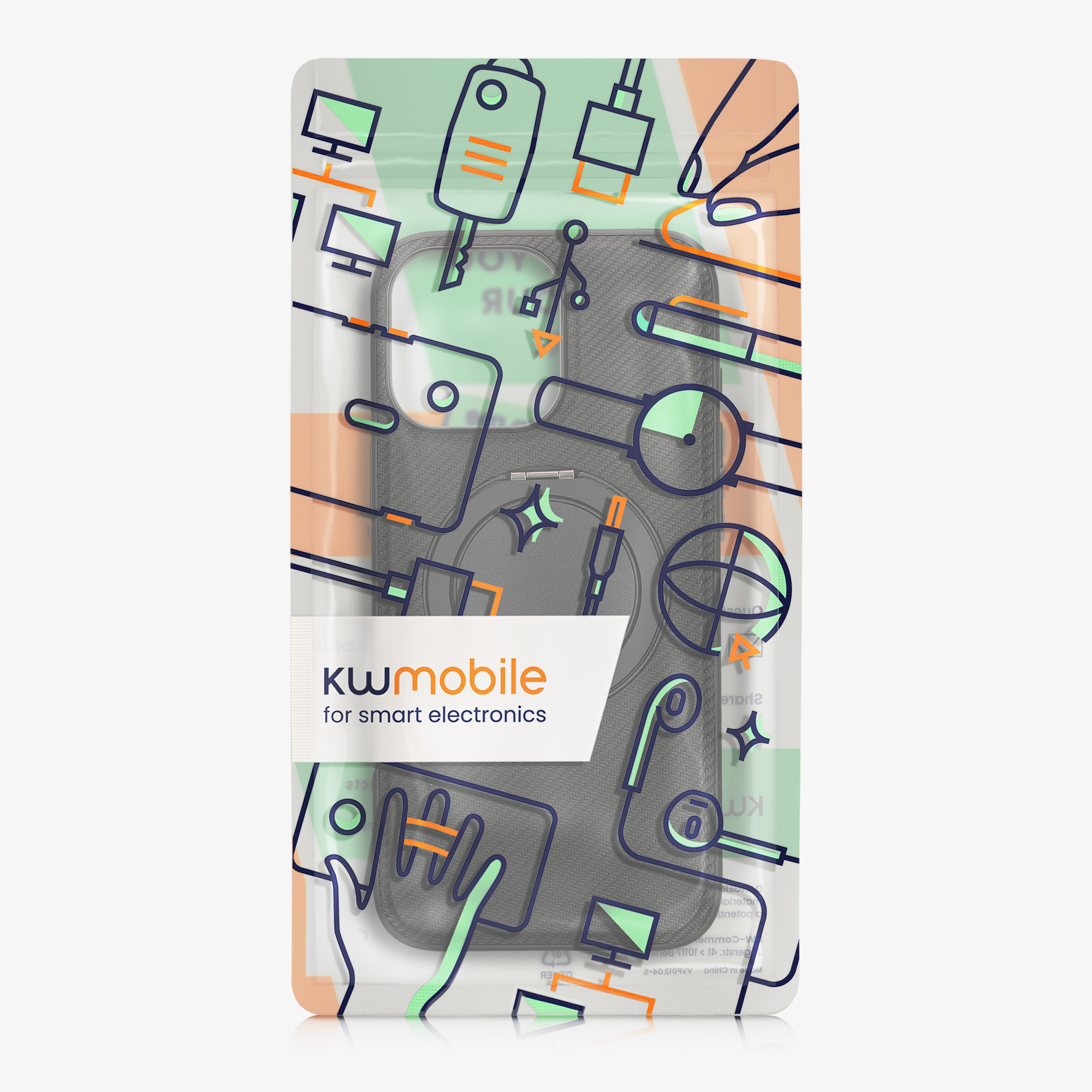 Kožený kryt kwmobile pro iPhone 15 Pro Max - černá karbonová textura