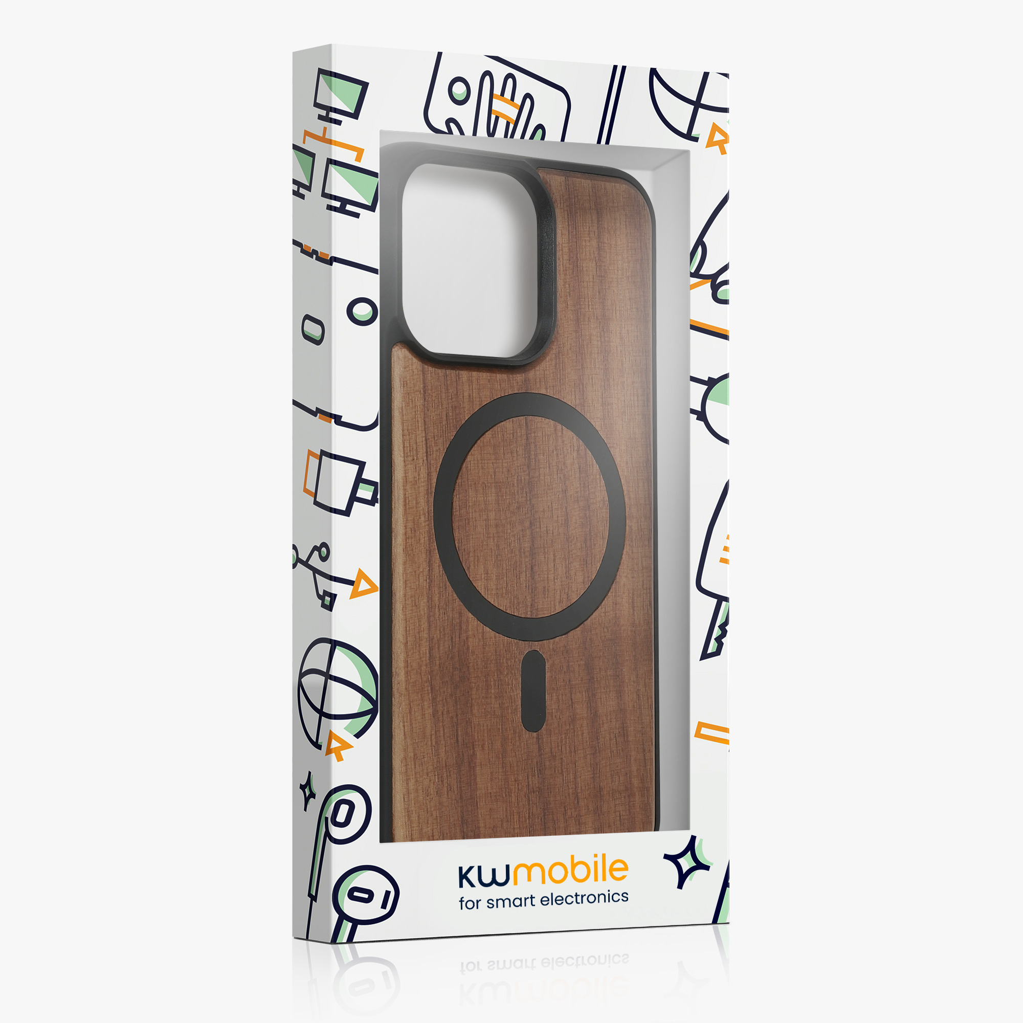 Dřevěný kryt kwmobile pro iPhone 15 Pro Max - tmavě hnědá / černé dřevo