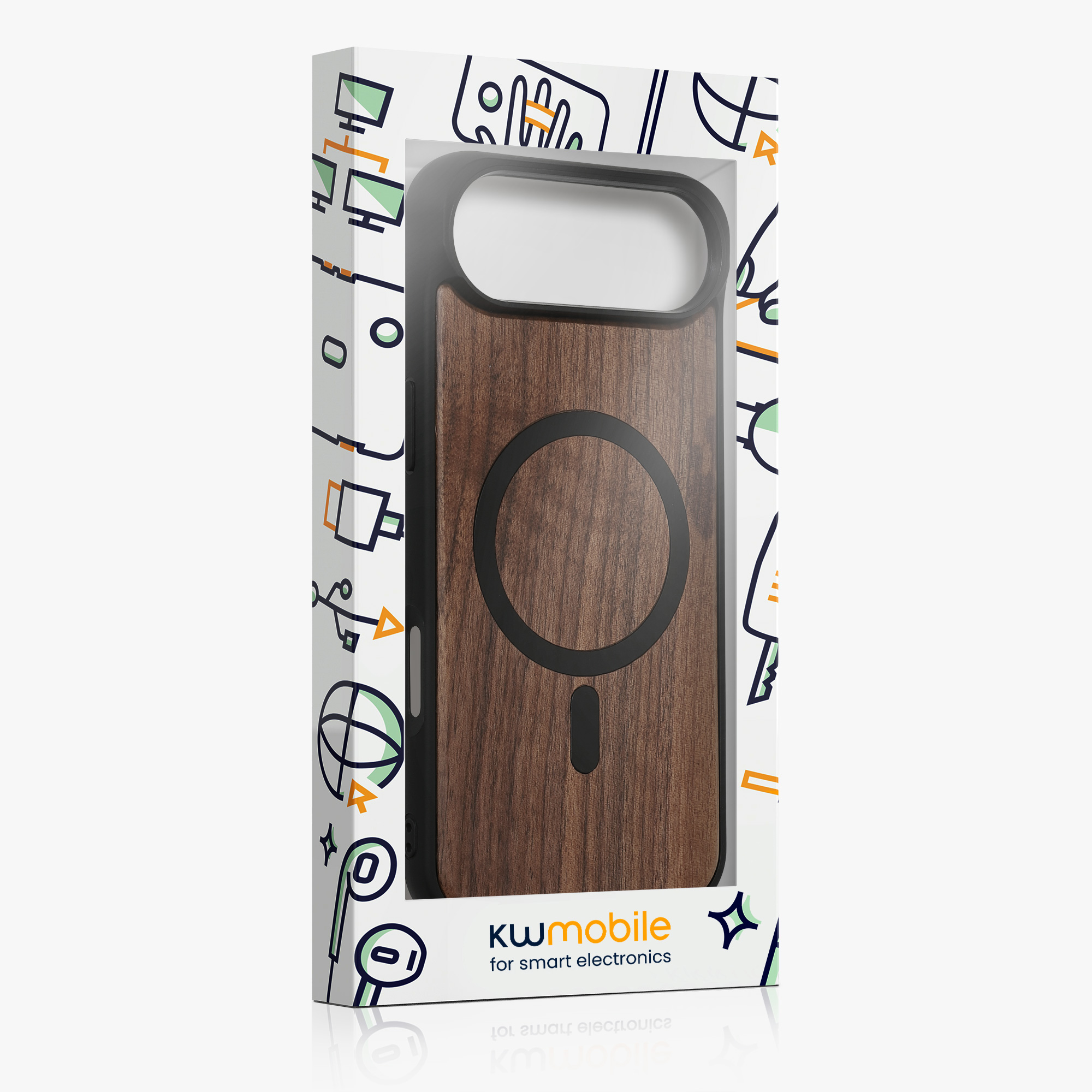 kwmobile kryt pro Apple iPhone Air - pro Apple iPhone Air - Shock Absorbing TPU Phone obal - Edge Protection - tmavě hnědá / černá wood