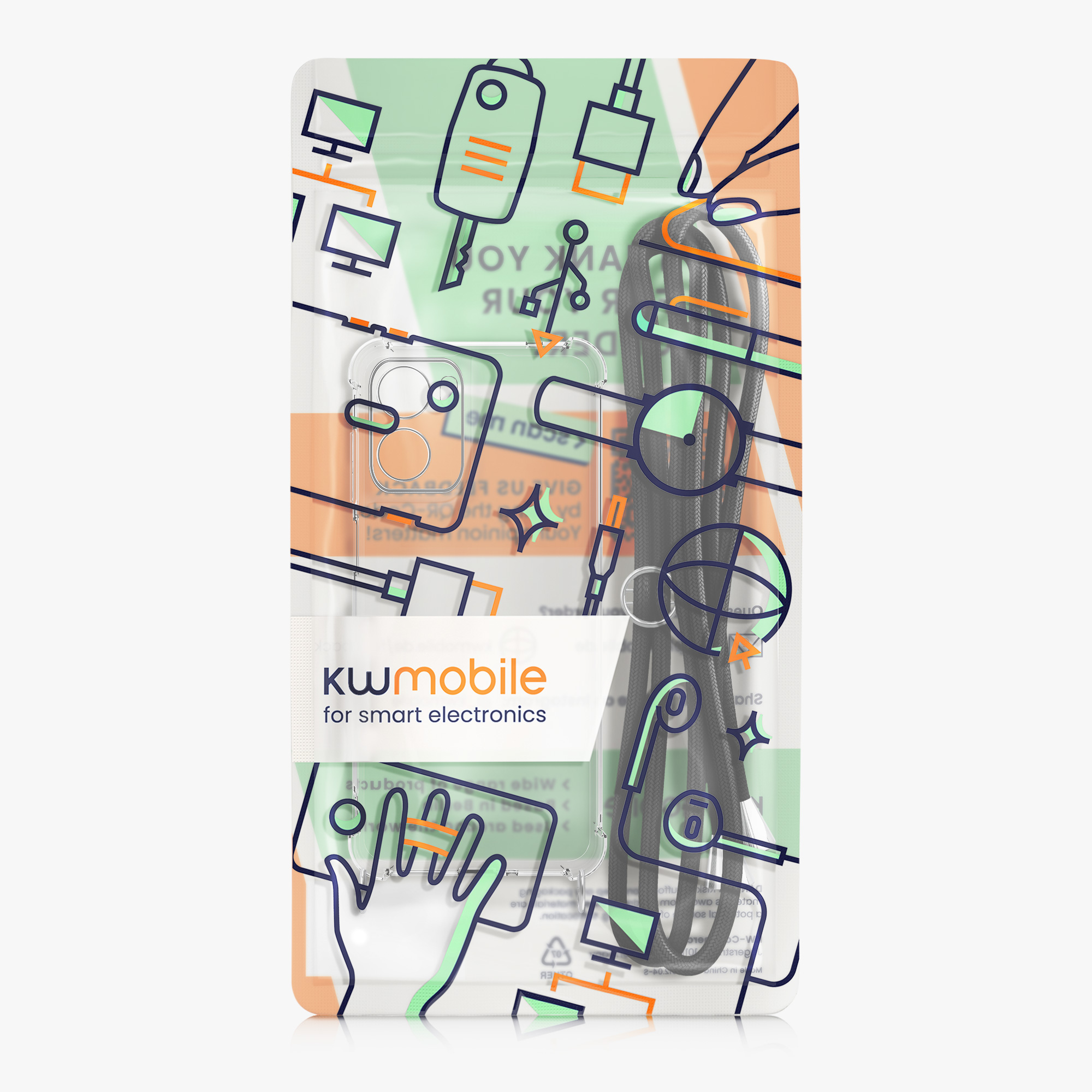 Kryt s popruhem kwmobile pro Motorola Moto G06 - Černá / transparentní