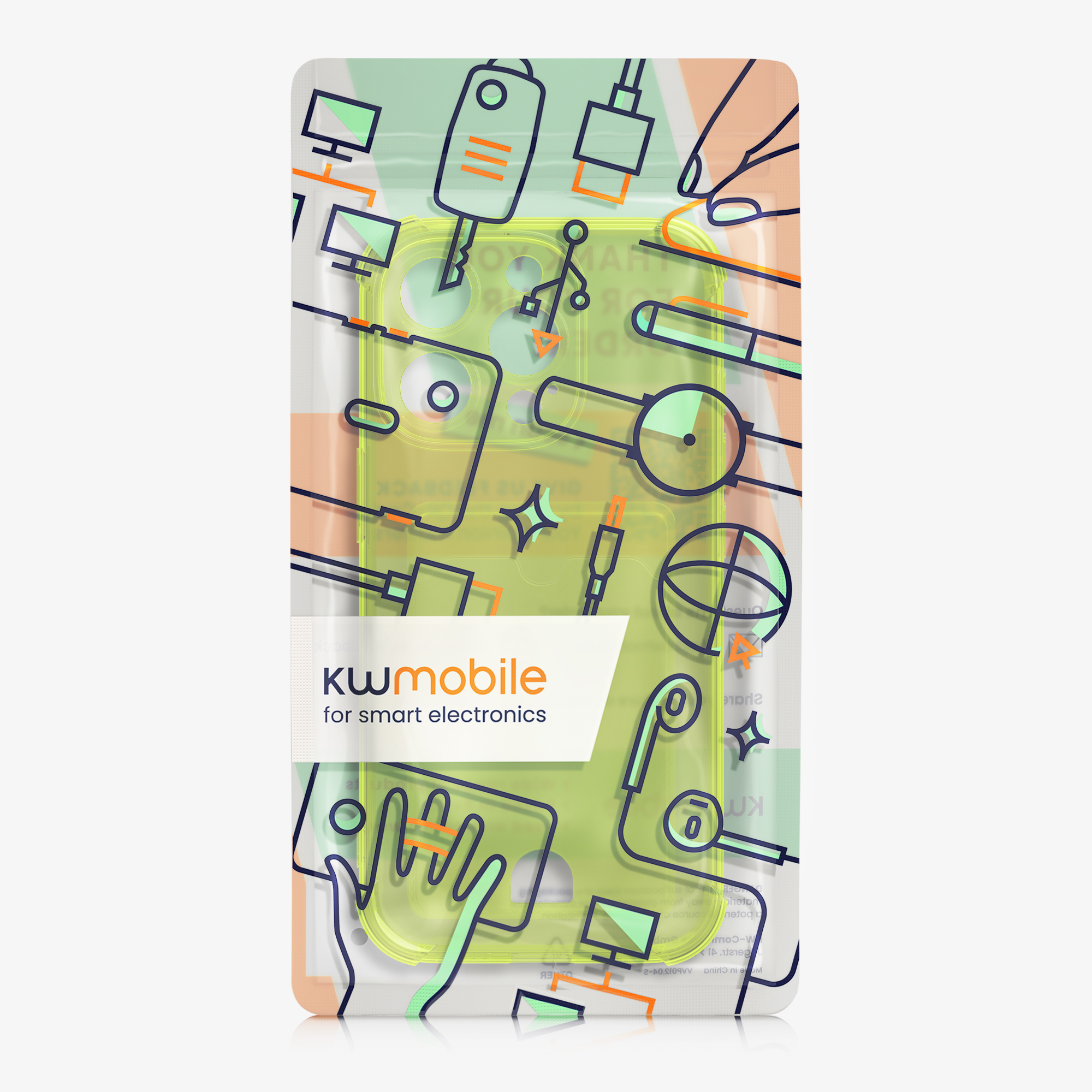 Kryt s přihrádkou na kartu kwmobile pro iPhone 15 Pro Max - zářivě žlutá / transparentní