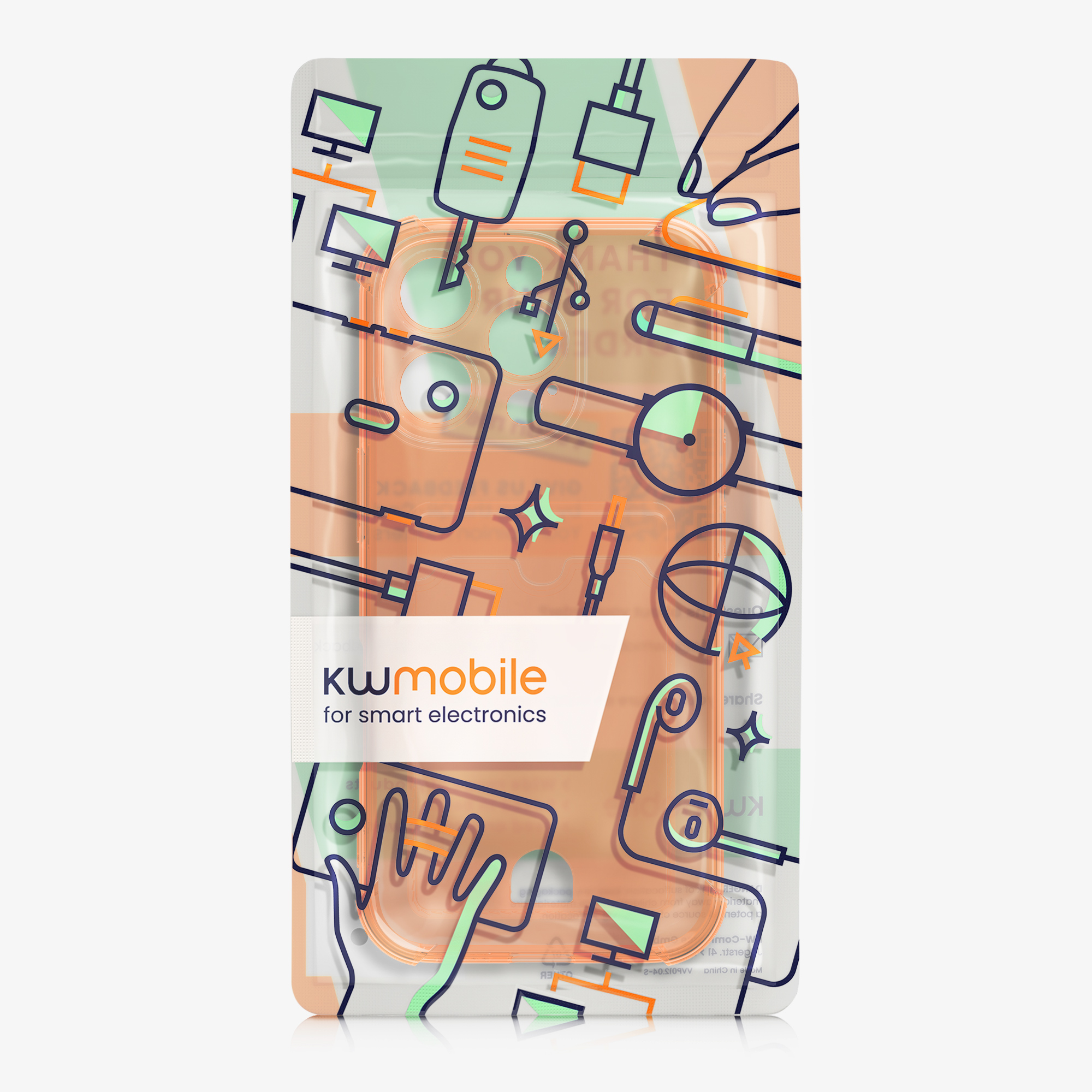 Kryt s držákem karty Kwmobile pro iPhone 16 Pro Max - ovocně oranžová / transparentní