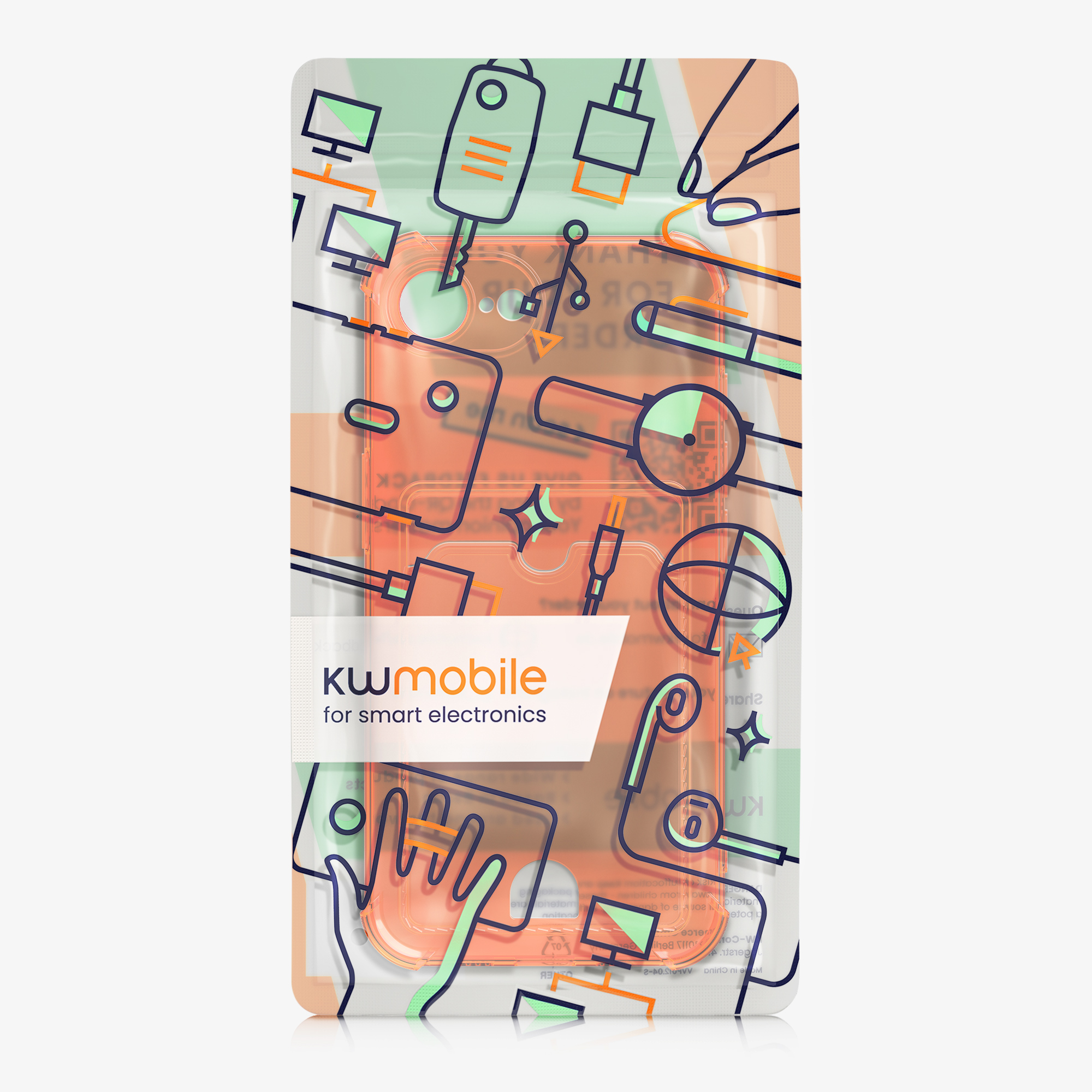Kryt s držákem karty Kwmobile pro iPhone 17e / 16e - ovocně oranžová / transparentní