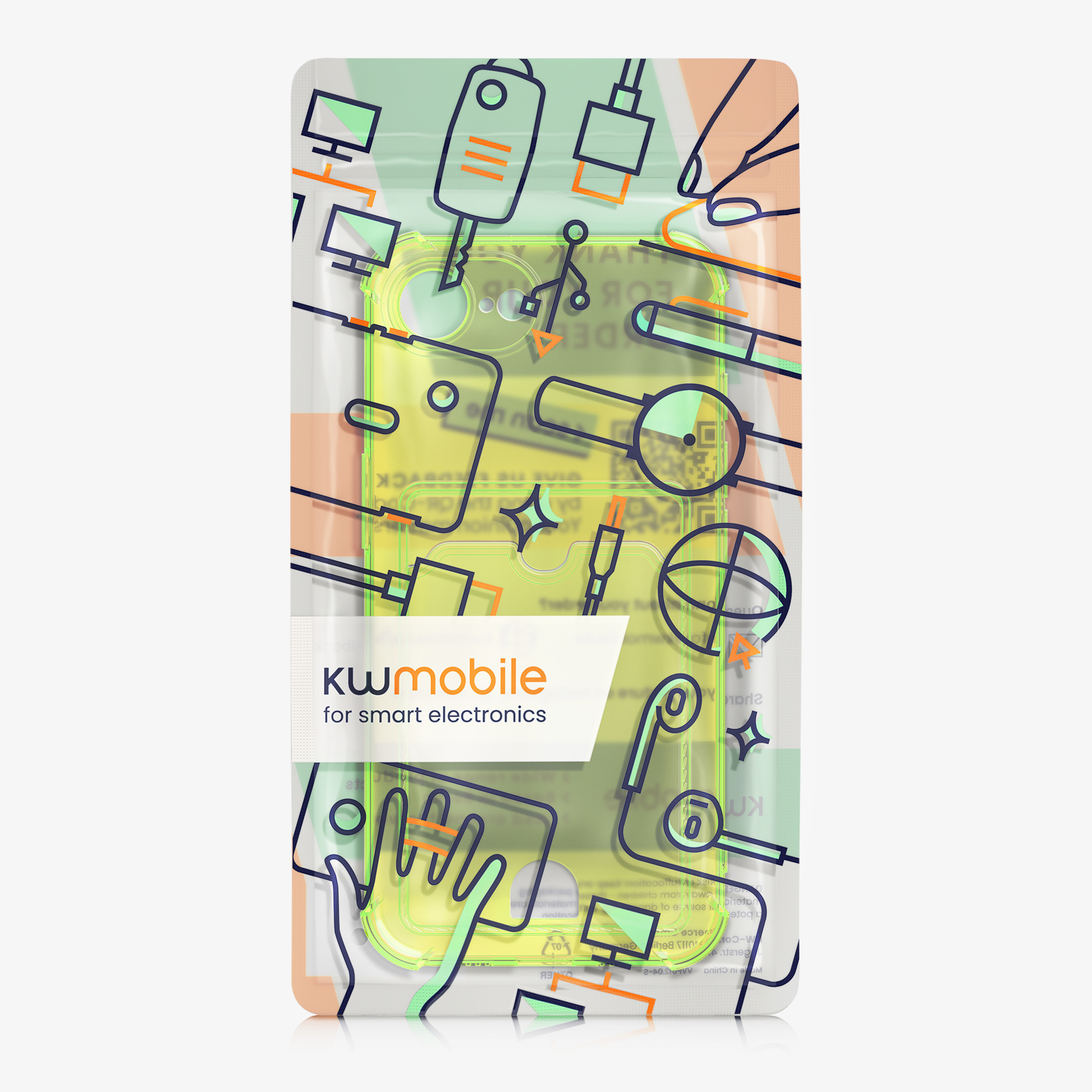 Kryt s držákem karty Kwmobile pro iPhone 17e / 16e - radiant yellow / transparent