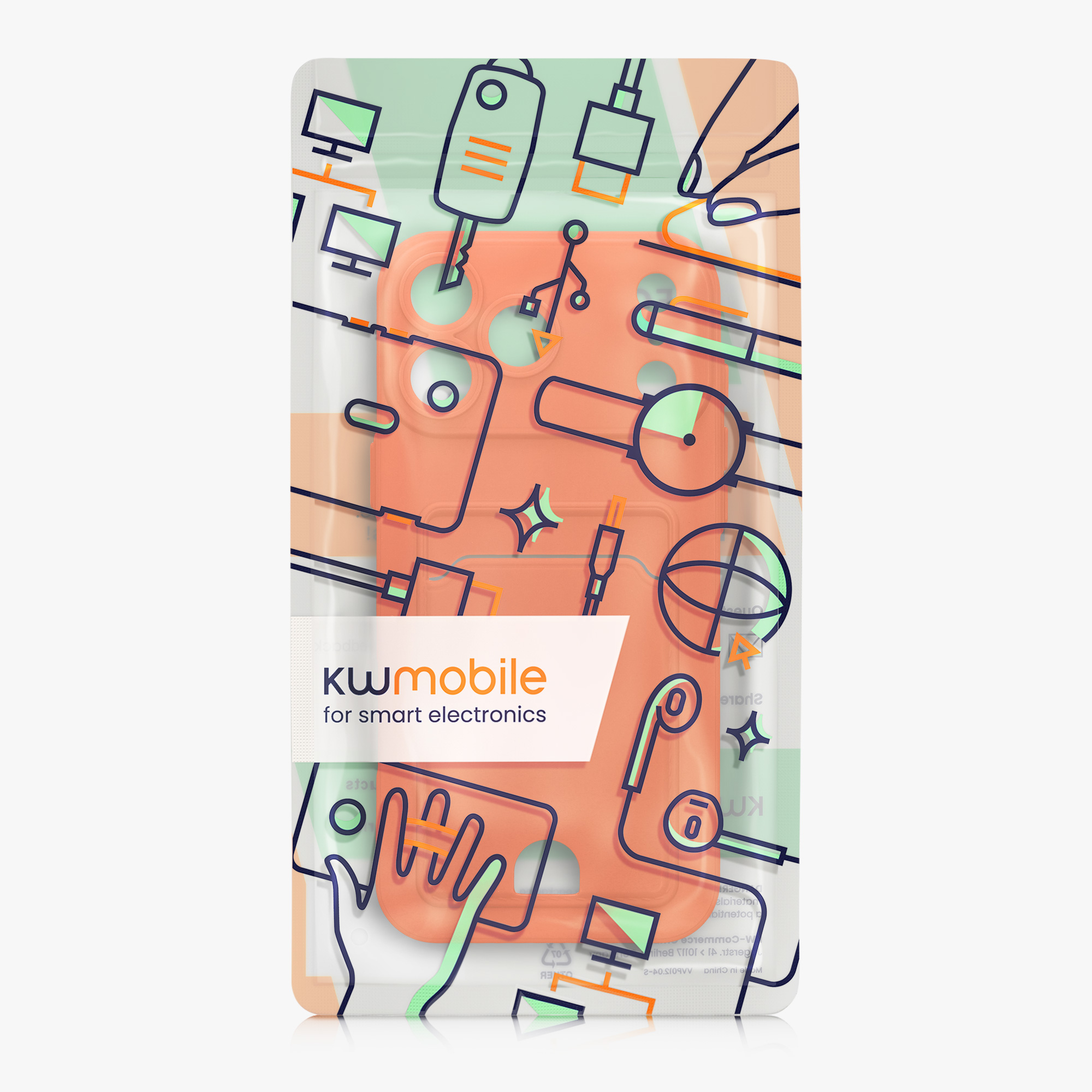 Pouzdro na sluchátka Kwmobile se 2 kapsami - oranžová