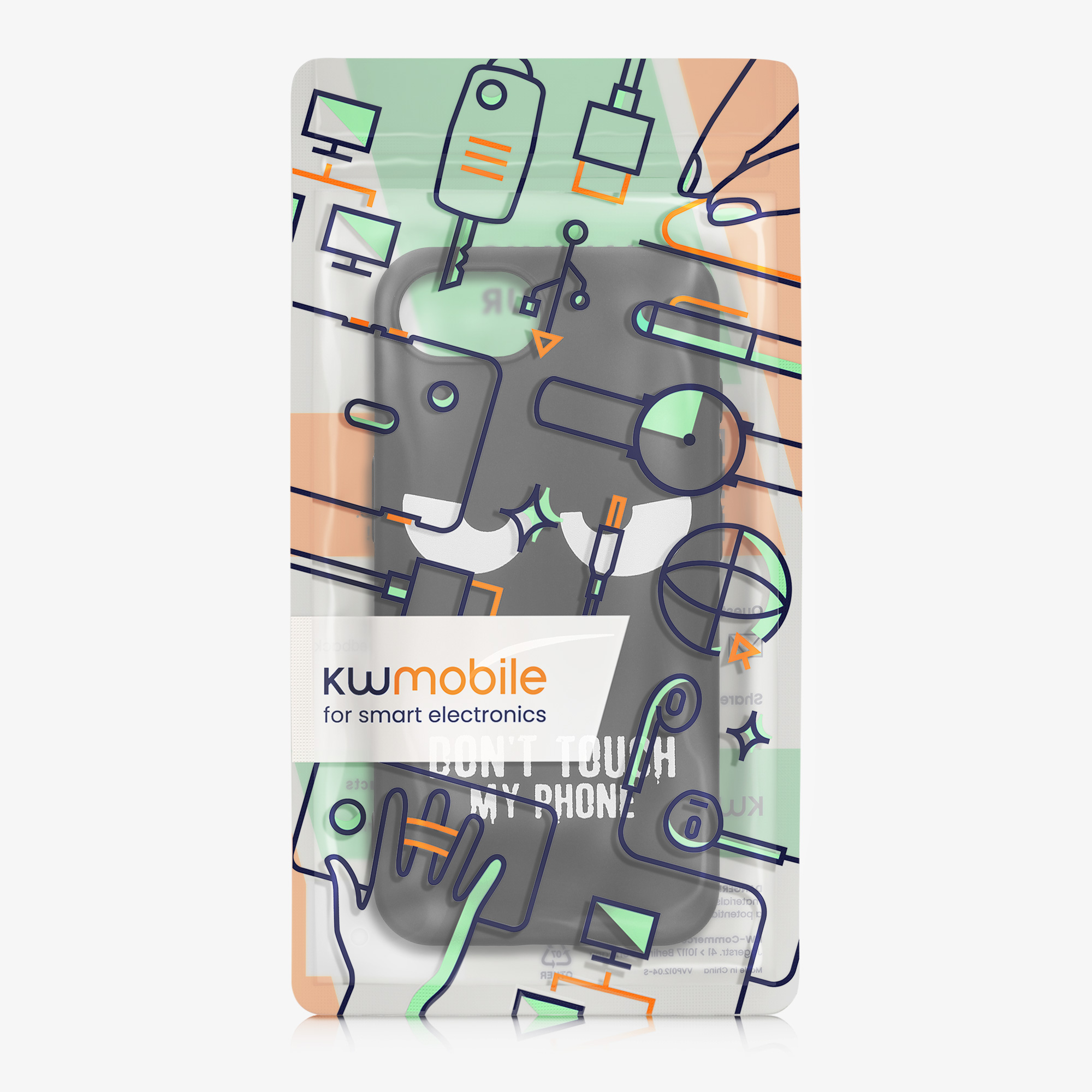 Silikonový kryt Kwmobile pro iPhone 17e / 16e - Don't Touch My Phone bílá / černá