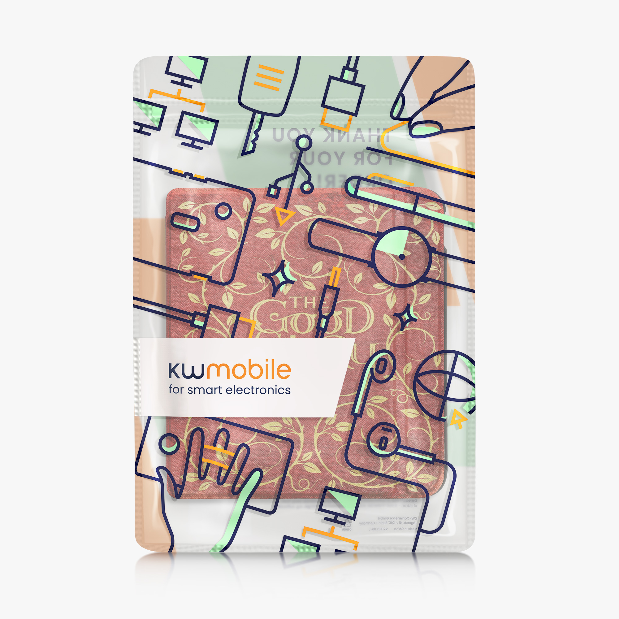 kwmobile pouzdro na čtečku Kobo Libra Colour, Good Story with žlutá / oranžová / červená