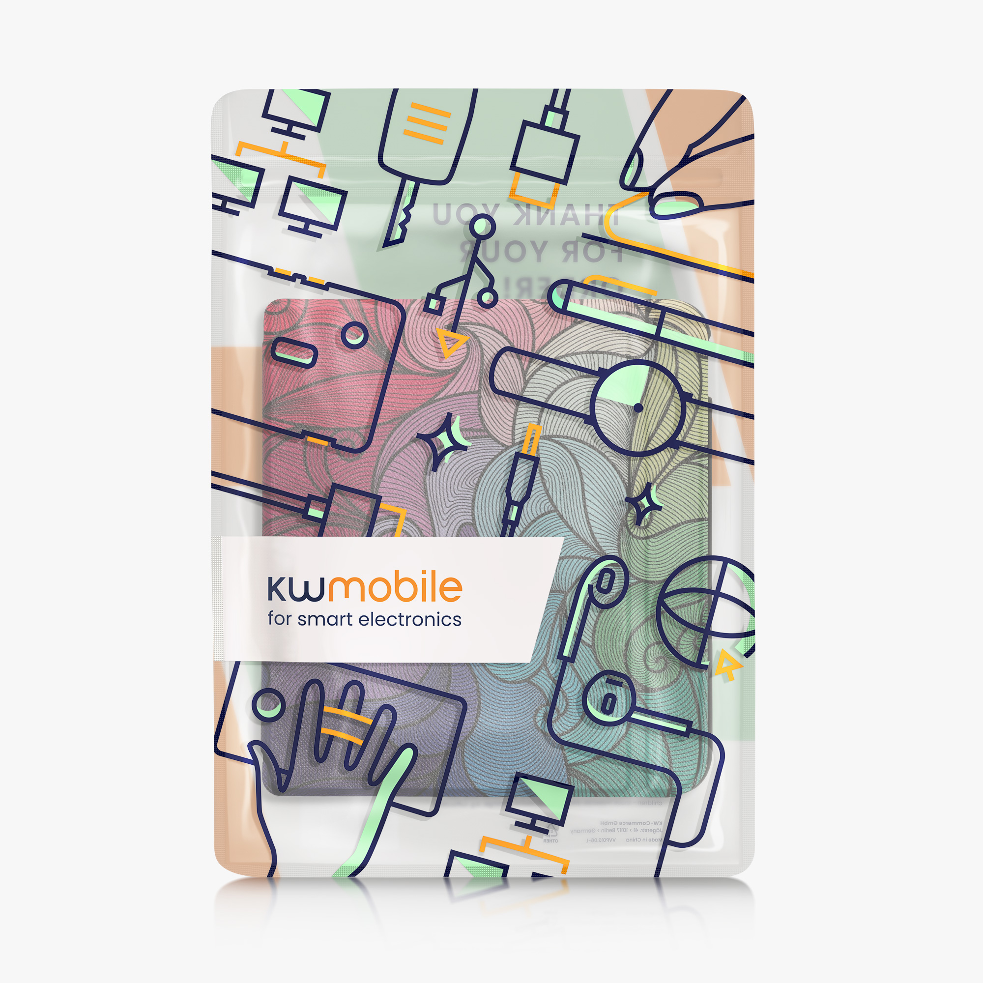 kwmobile pouzdro na čtečku Kobo Libra Colour, vícebarevná with tmavě růžová / modrá / zelená