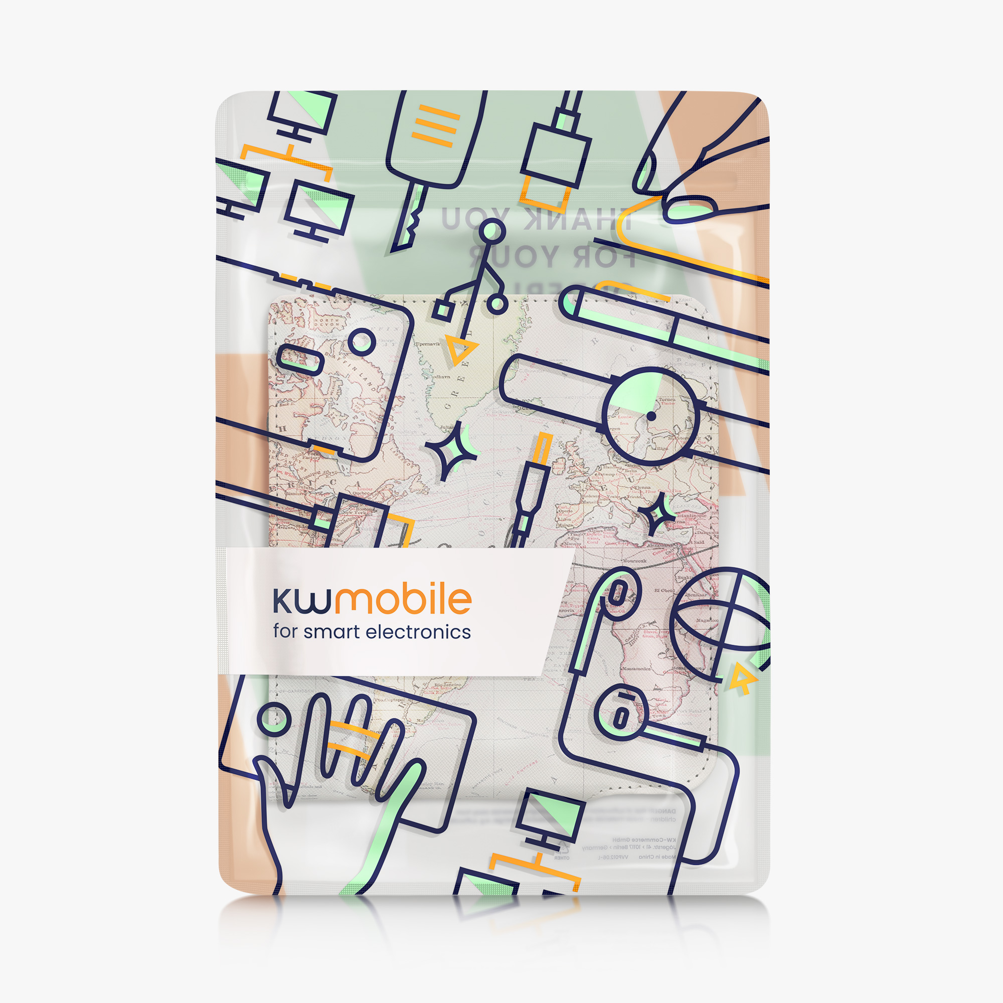 kwmobile pouzdro na čtečku Kobo Libra Colour Case, Travel černá / vícebarevná
