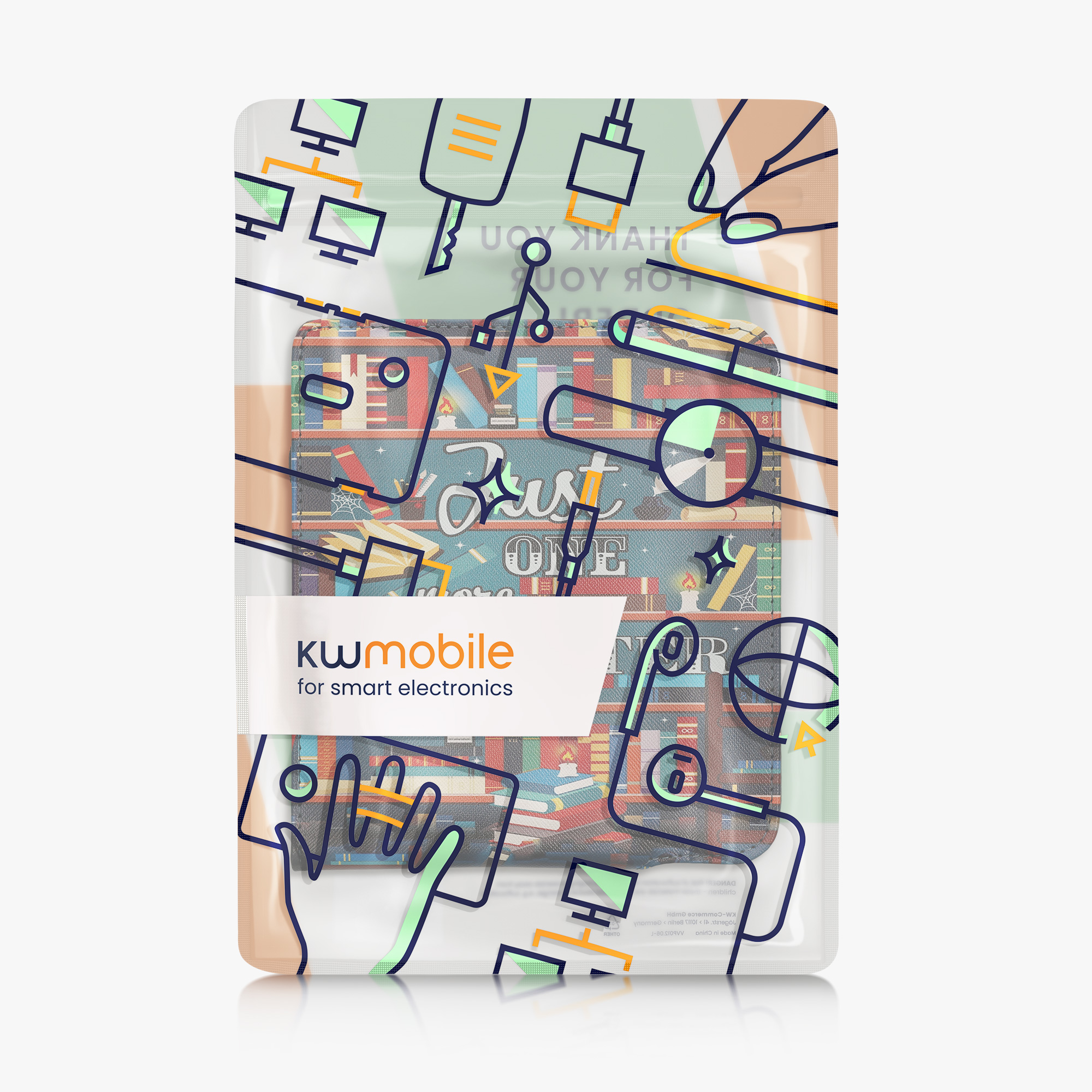 kwmobile pouzdro na čtečku Kobo Libra Colour Case, Library Motto vícebarevná