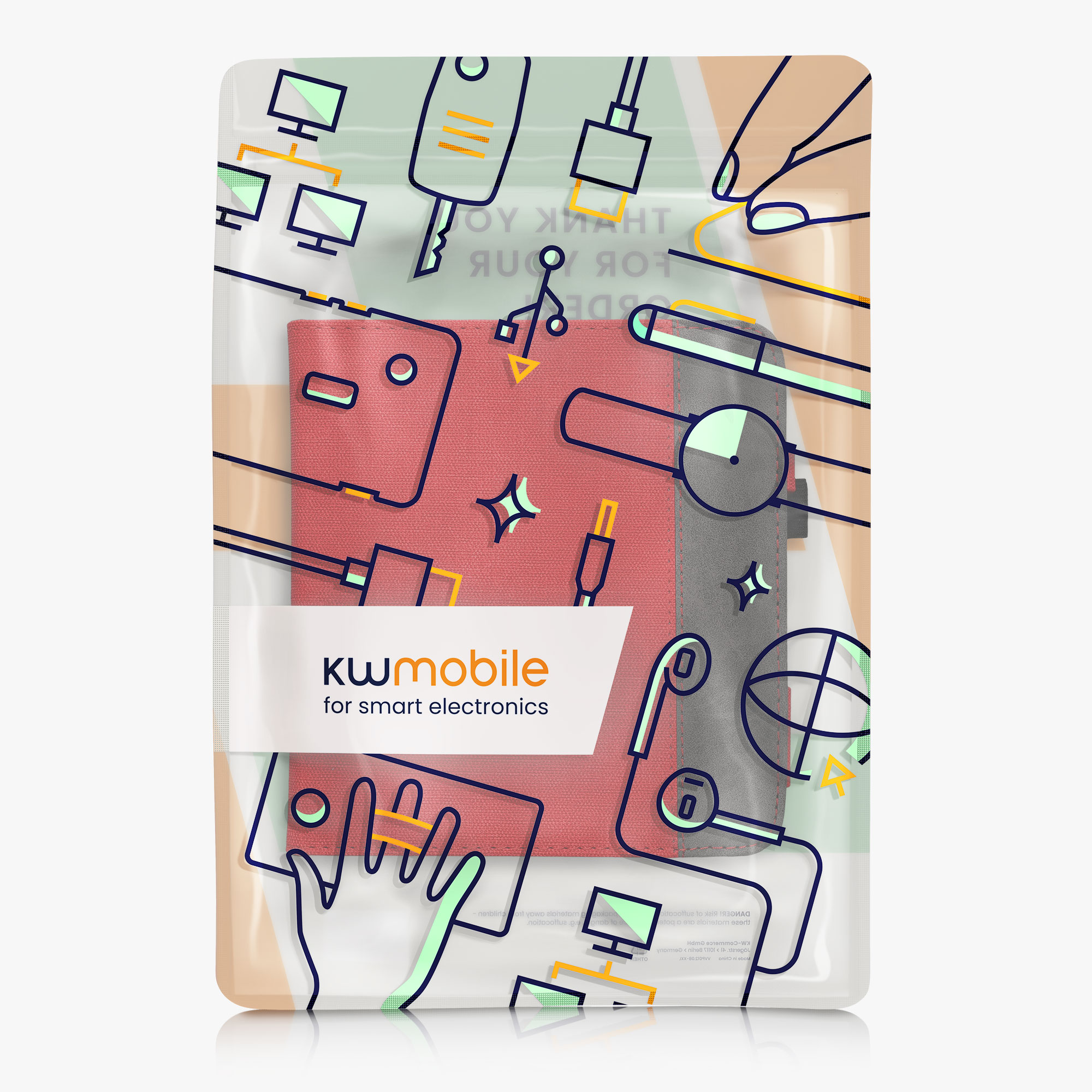 kwmobile pouzdro na čtečku Kobo Libra Colour Cover, červená / tmavě šedá