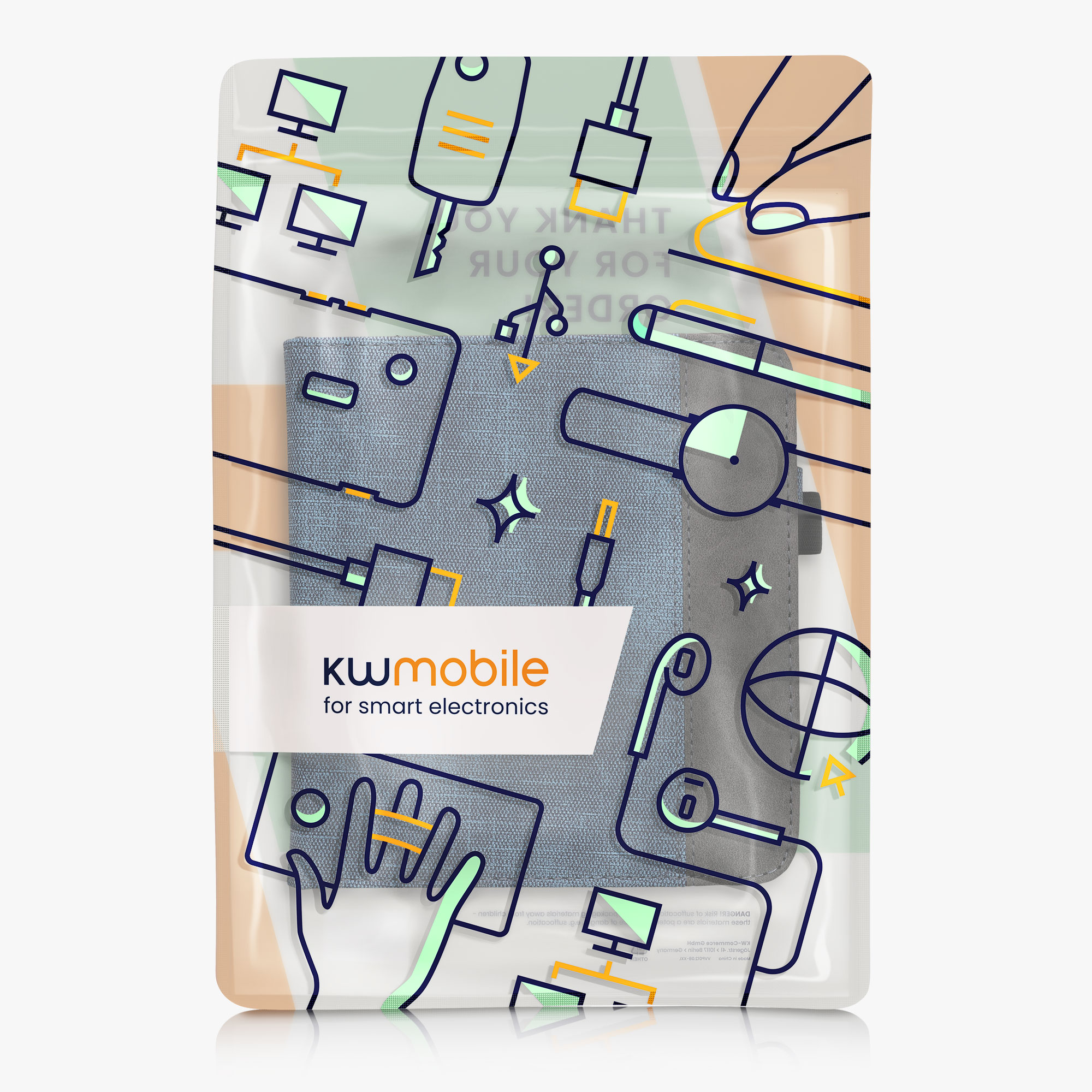 kwmobile pouzdro na čtečku Kobo Libra Colour Cover, tmavě modrá / tmavě šedá