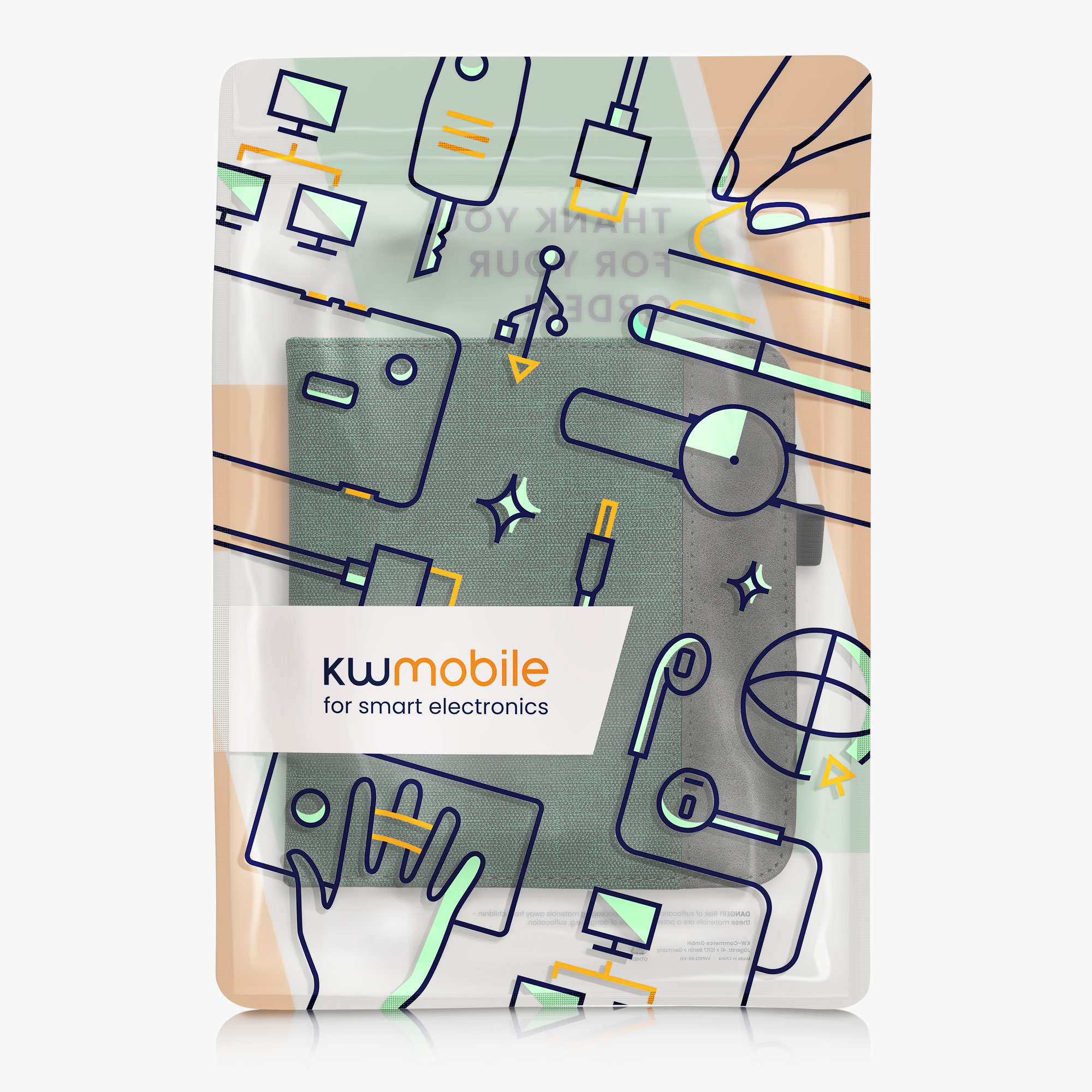 kwmobile pouzdro na čtečku Kobo Libra Colour Cover, tmavě zelená / tmavě šedá