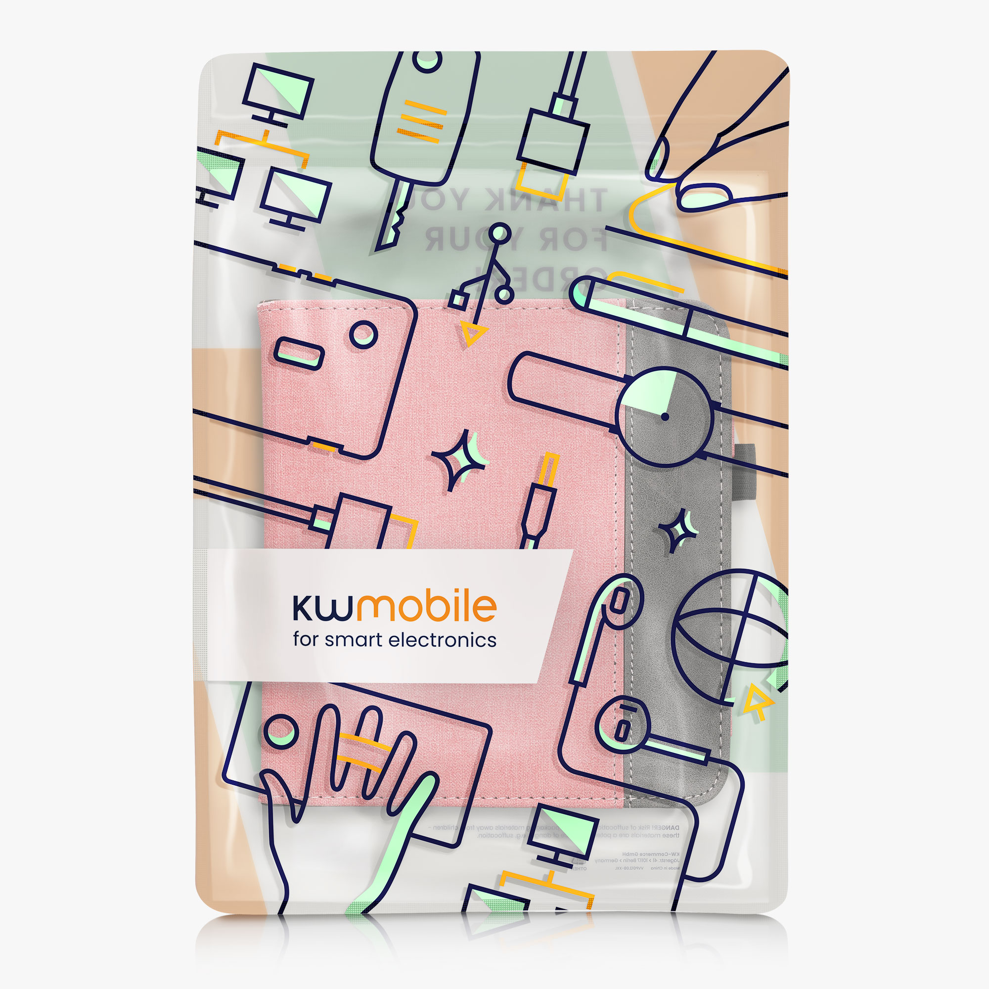 kwmobile pouzdro na čtečku Kobo Libra Colour Cover, růžová / tmavě šedá