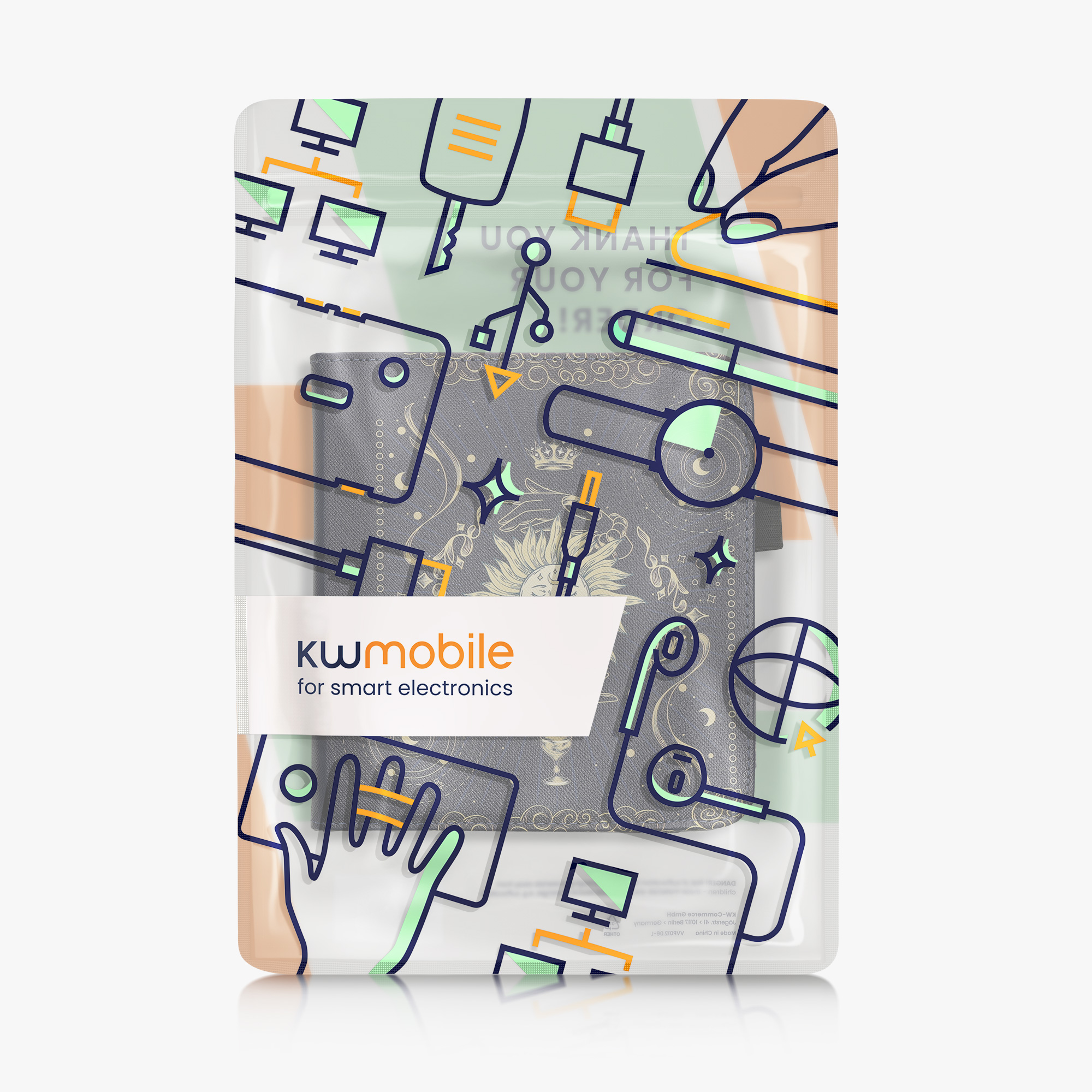 kwmobile pouzdro na čtečku Kobo Libra Colour, Tarot Card tmavě modrá / žlutá / černá
