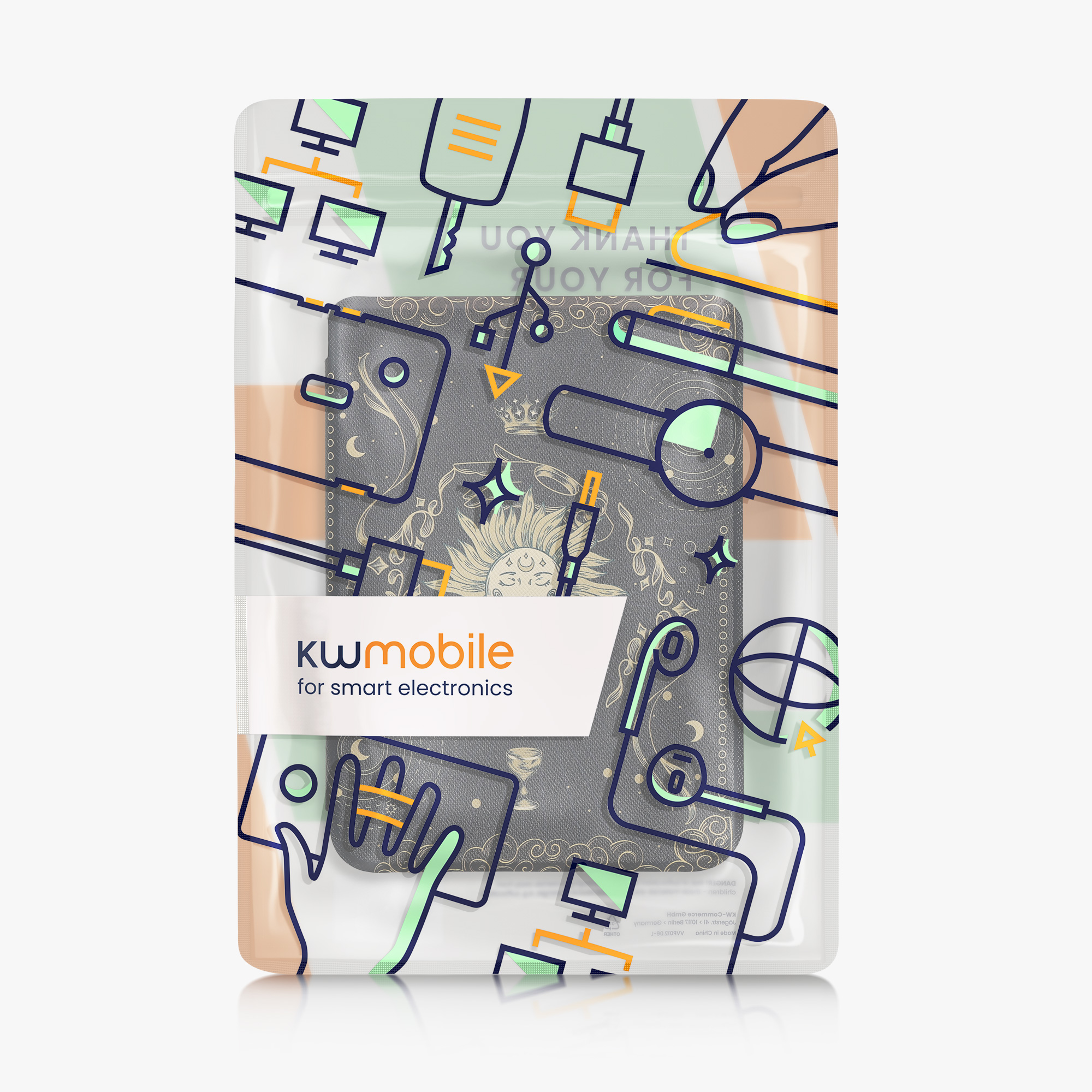 Flip pouzdro na čtečku s magnetem Kobo Clara BW/Colour Tarot Card tmavě modro-žluto-černé