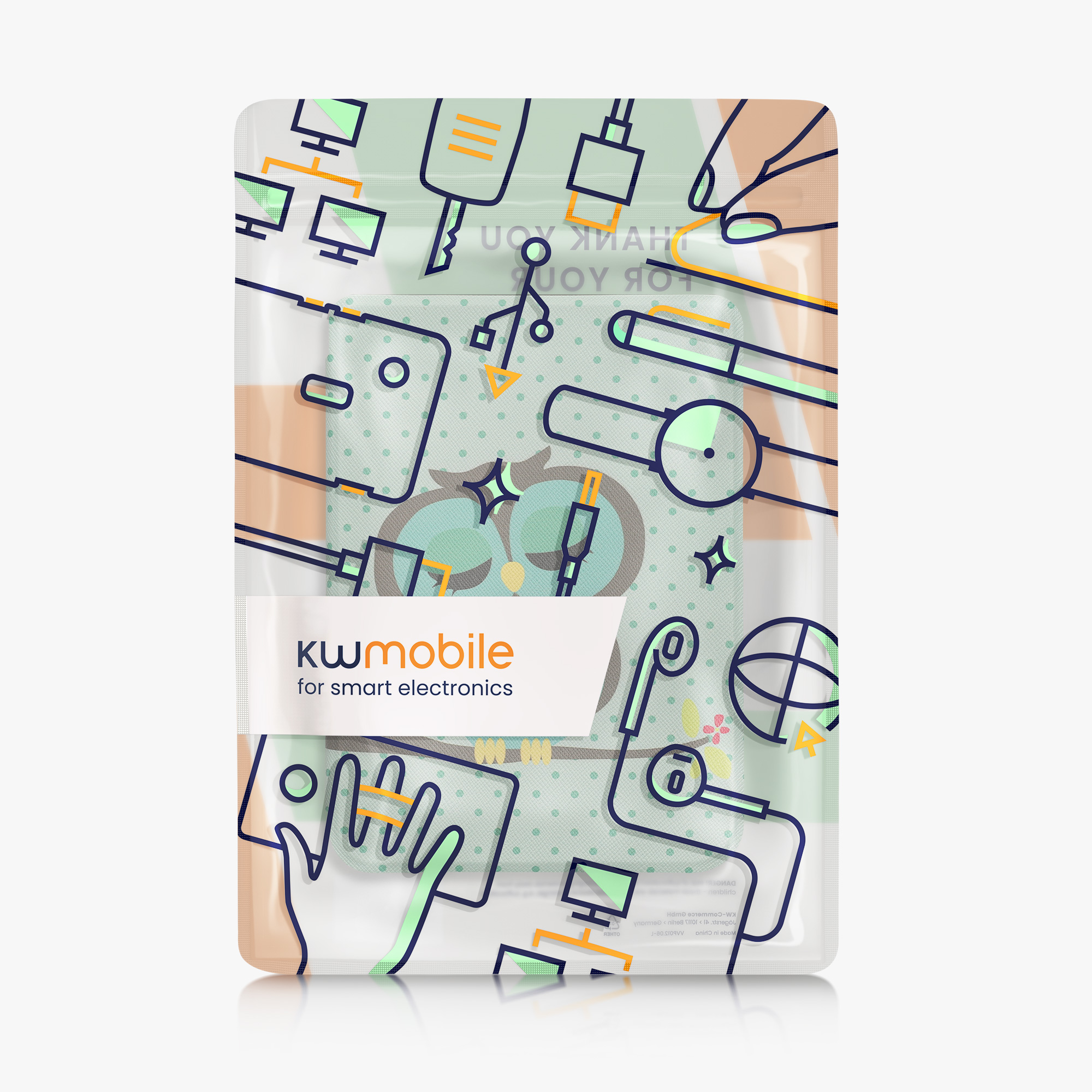 Flip pouzdro na čtečku s magnetem Kobo Clara BW/Colour Sleeping Owl tyrkysovo-hnědo-mint