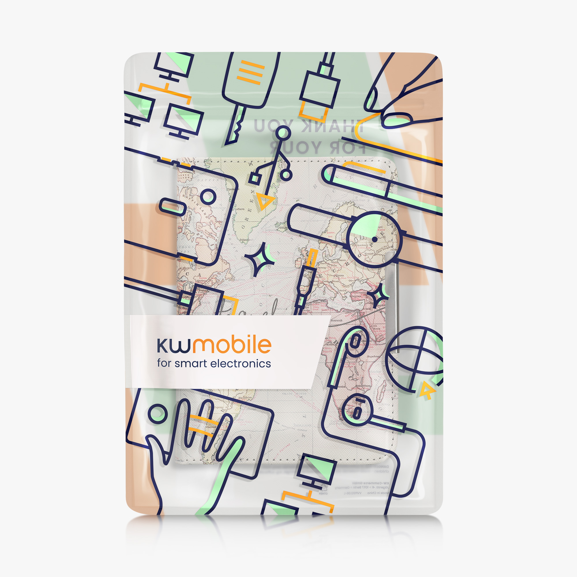Flip pouzdro na čtečku s poutkem Kobo Clara BW/Colour Travel černo-vícebarevné se stojánkem