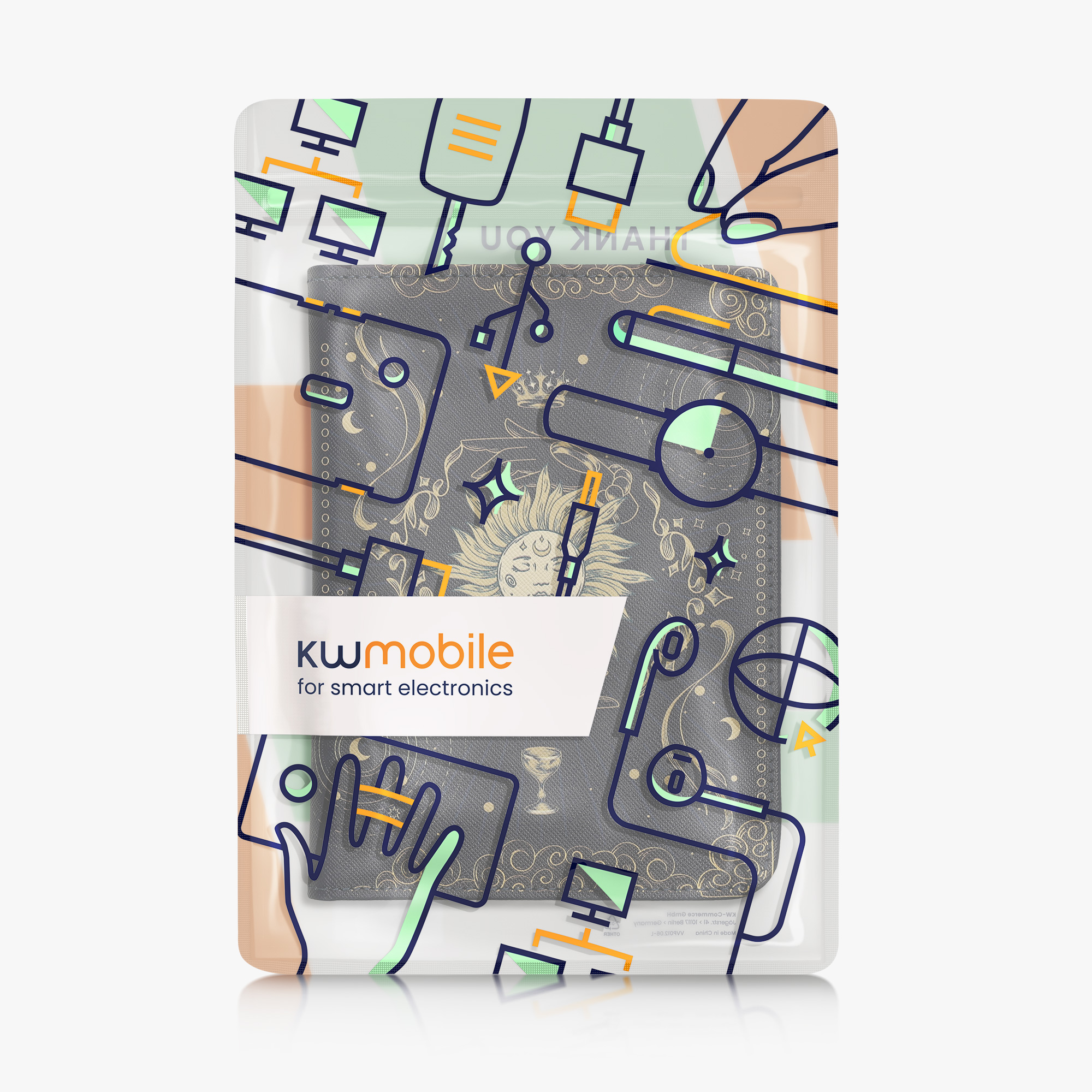 Flip pouzdro na čtečku s poutkem Kobo Clara BW/Colour Tarot Card tmavě modro-žluto-černé