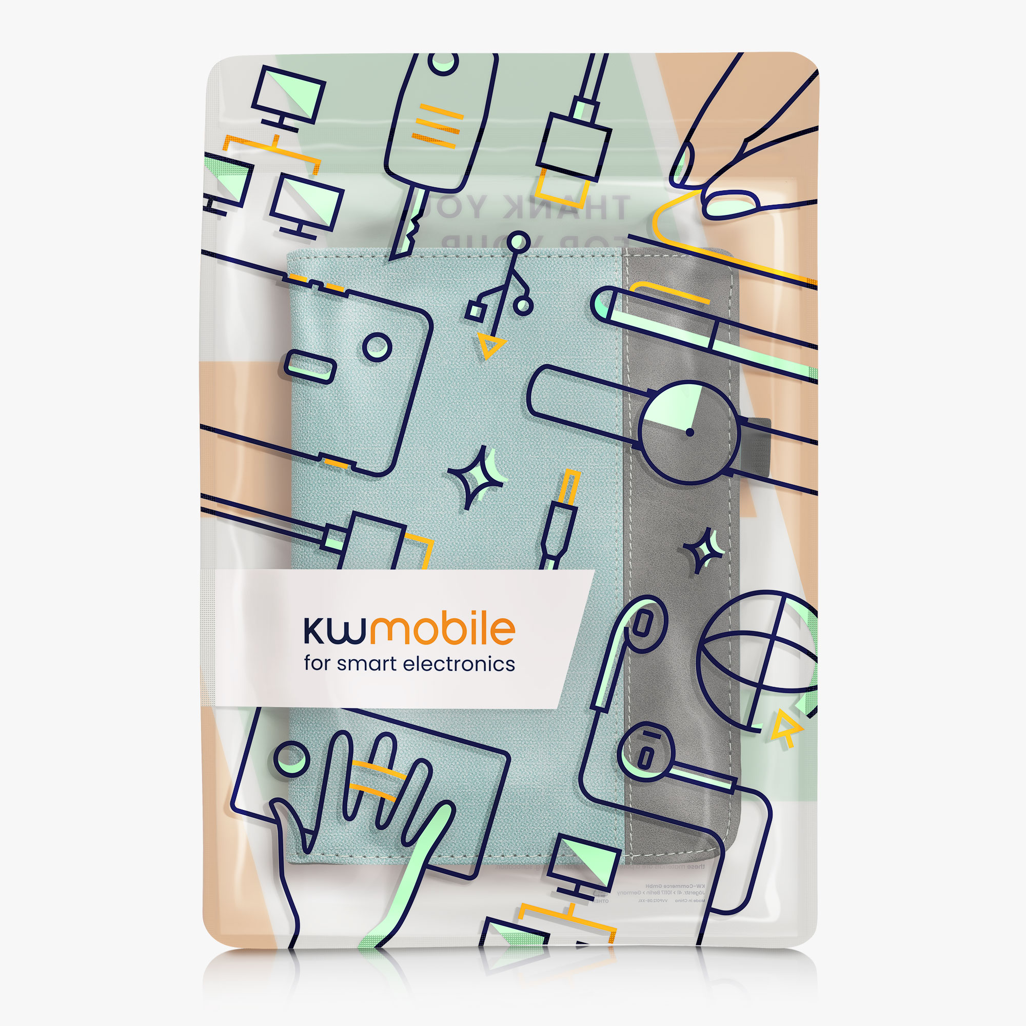 Pouzdro na čtečku kwmobile pro Pocketbook InkPad 4 / Color 3 / Color… - mátová / tmavě šedá