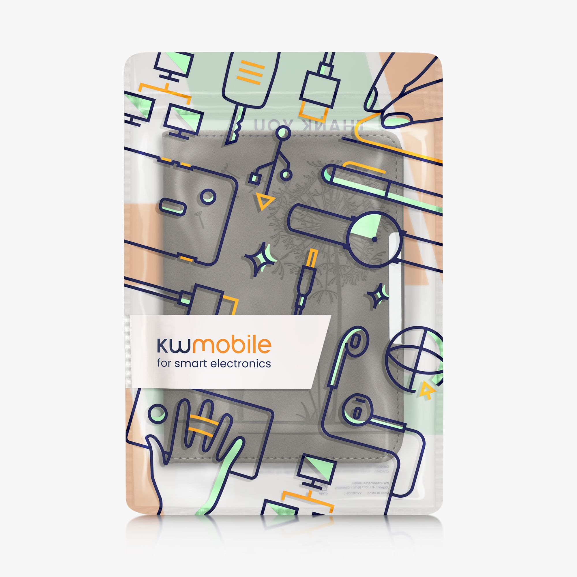 Nubukové flip pouzdro na čtečku Kobo Clara BW/Colour Dandelion Love šedé se stojánkem
