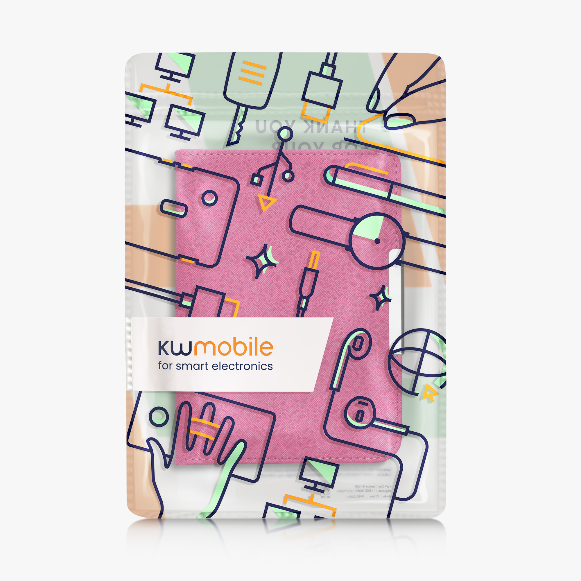 Flip pouzdro na čtečku s poutkem Kobo Clara BW/Colour neonově růžové se stojánkem