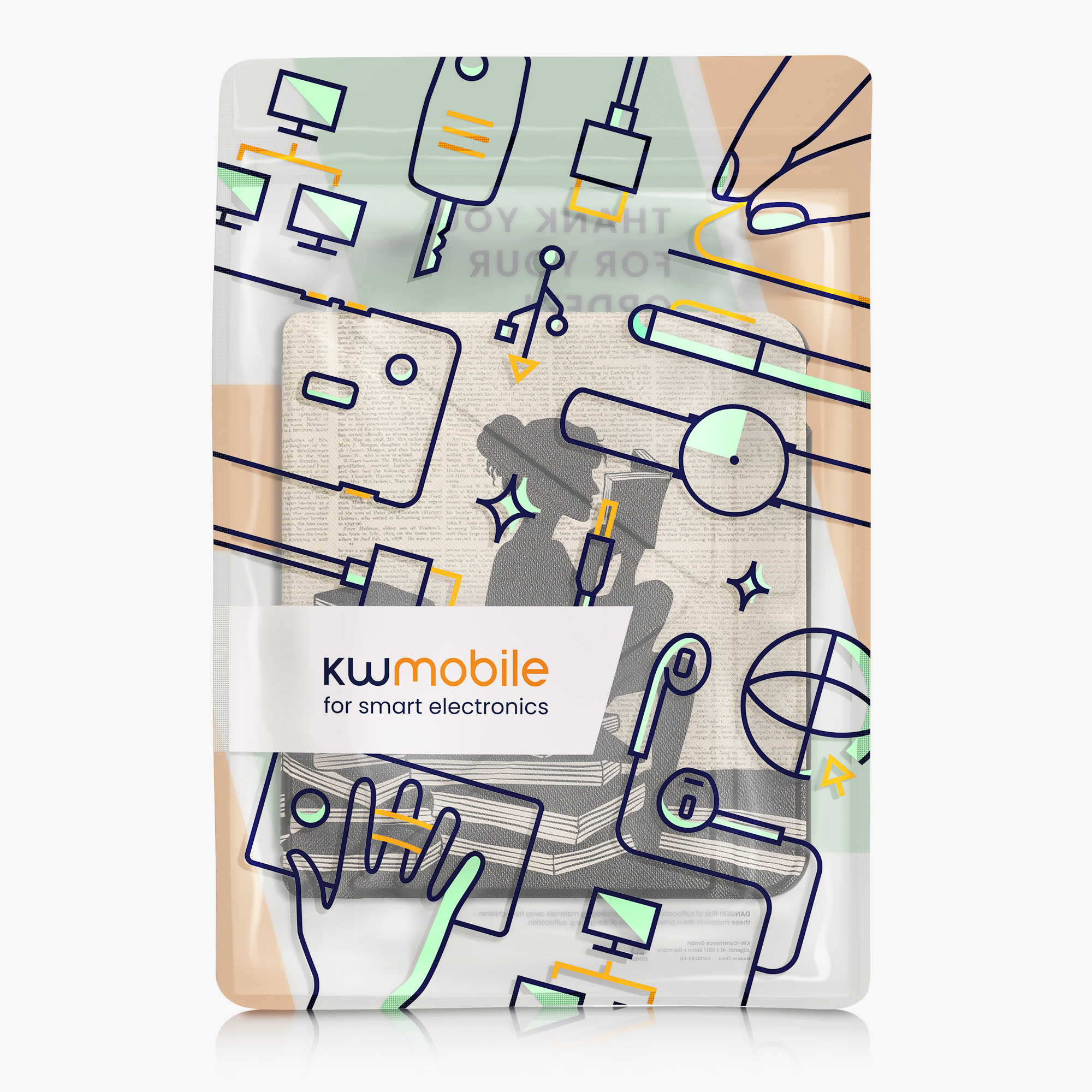 kwmobile pouzdro na čtečku Kobo Libra Colour, černá / béžová