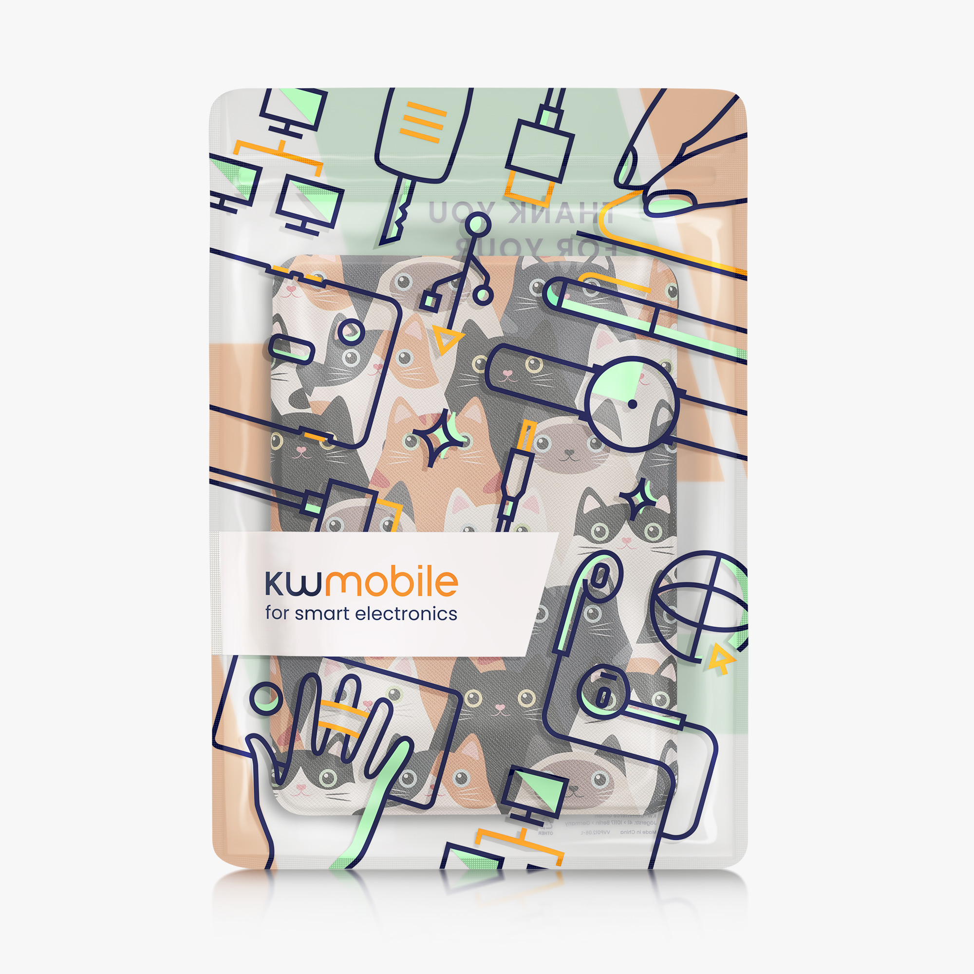 Pouzdro na čtečku kwmobile pro Amazon Kindle Paperwhite (2024)/Colorsoft - motiv kočky oranžová / černá / bílá