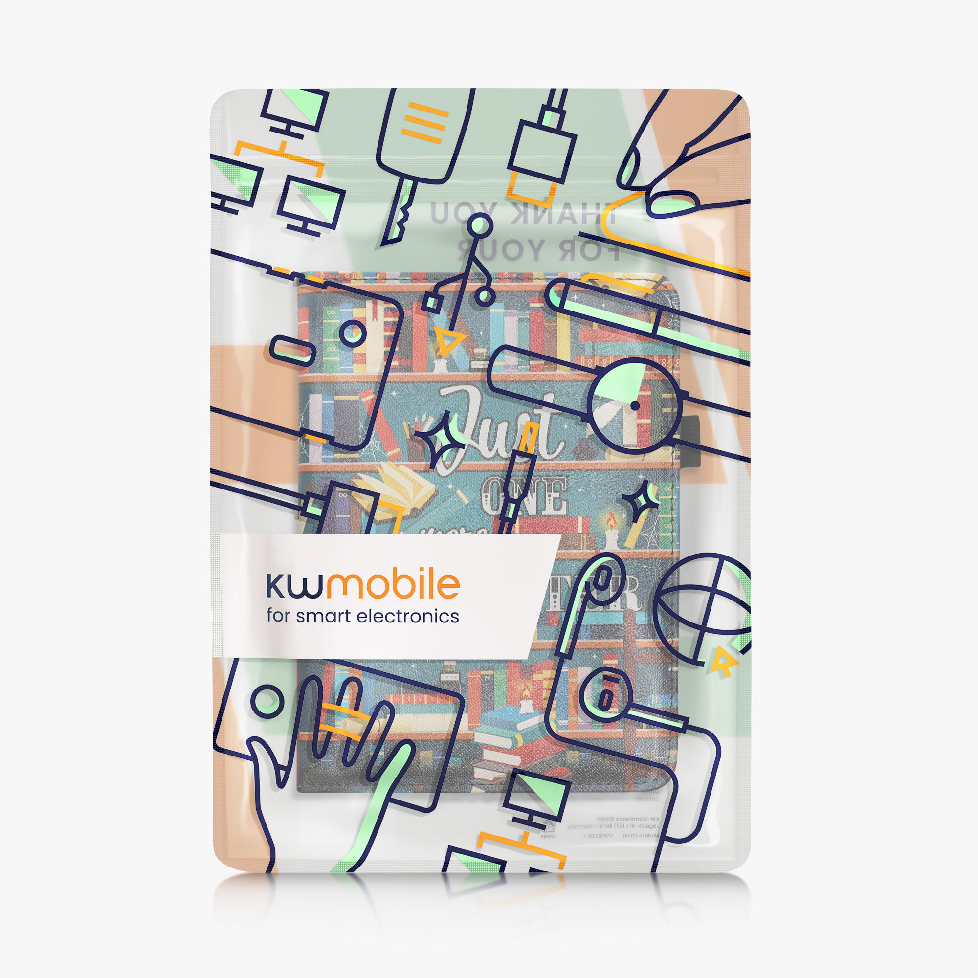 Pouzdro na čtečku kwmobile Kindle Paperwhite 2024 / Colorsoft - Library Motto multicolor