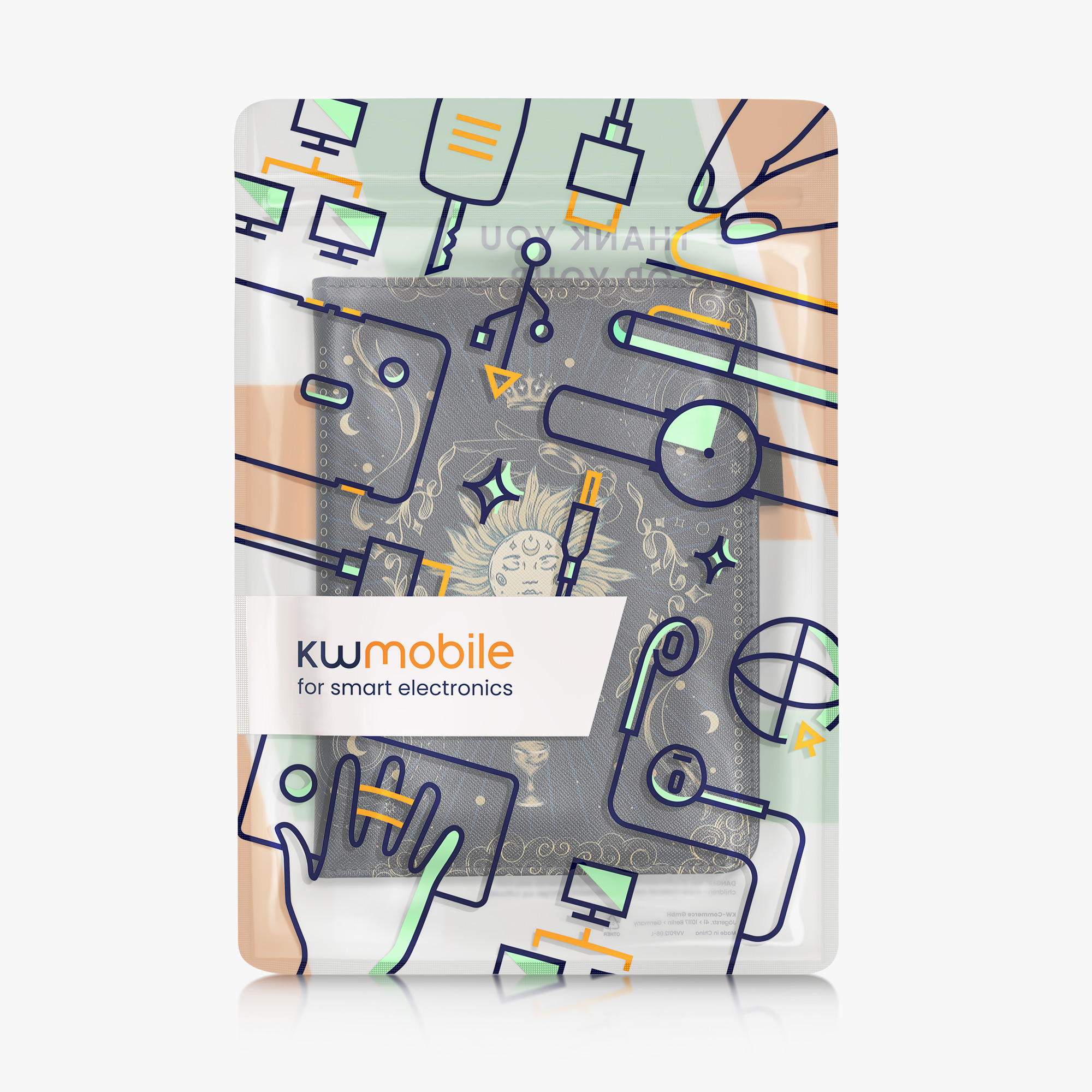 Pouzdro na čtečku kwmobile pro Amazon Kindle Paperwhite (2024)/Colorsoft - motiv tarotová karta tmavě modrá / žlutá / černá