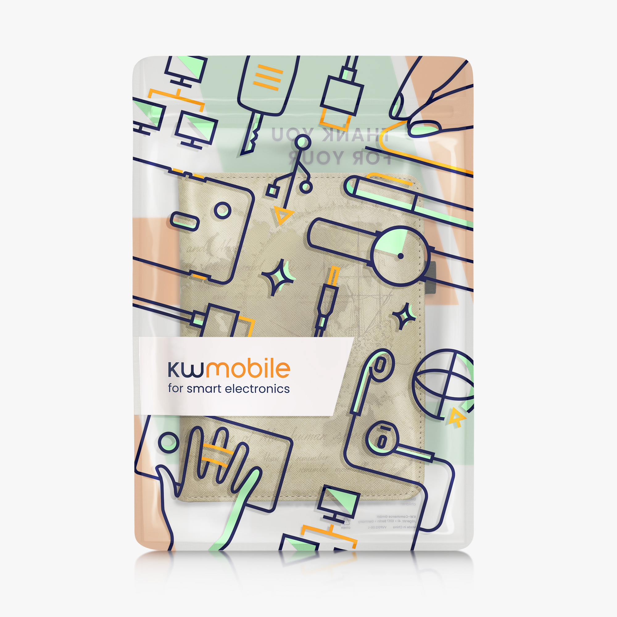 Pouzdro na čtečku kwmobile Kindle Paperwhite 2024 / Colorsoft - Travel Vintage hnědá / světle hnědá