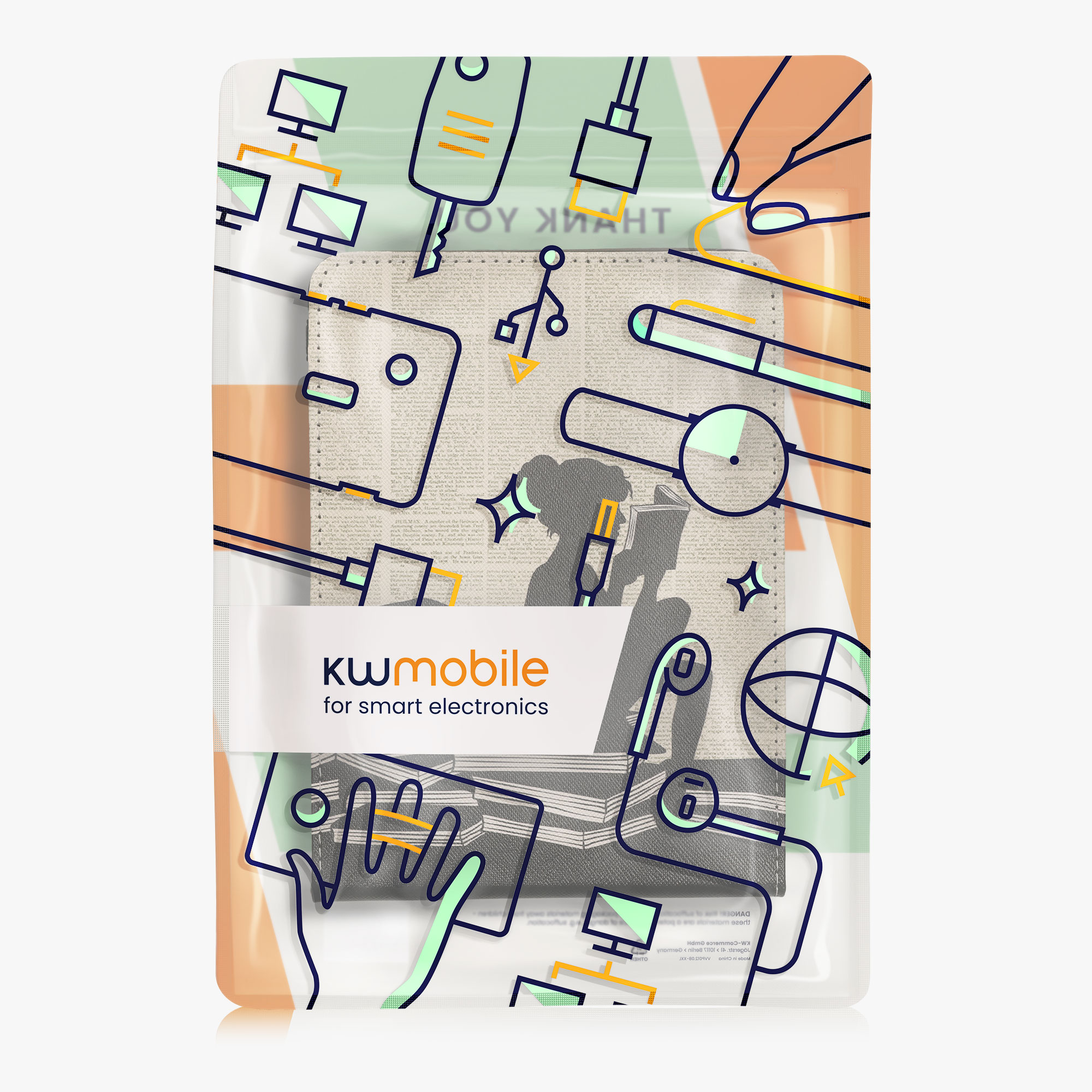 Pouzdro na čtečku kwmobile Kindle Paperwhite 2024 / Colorsoft - Girl and Books černá / béžová
