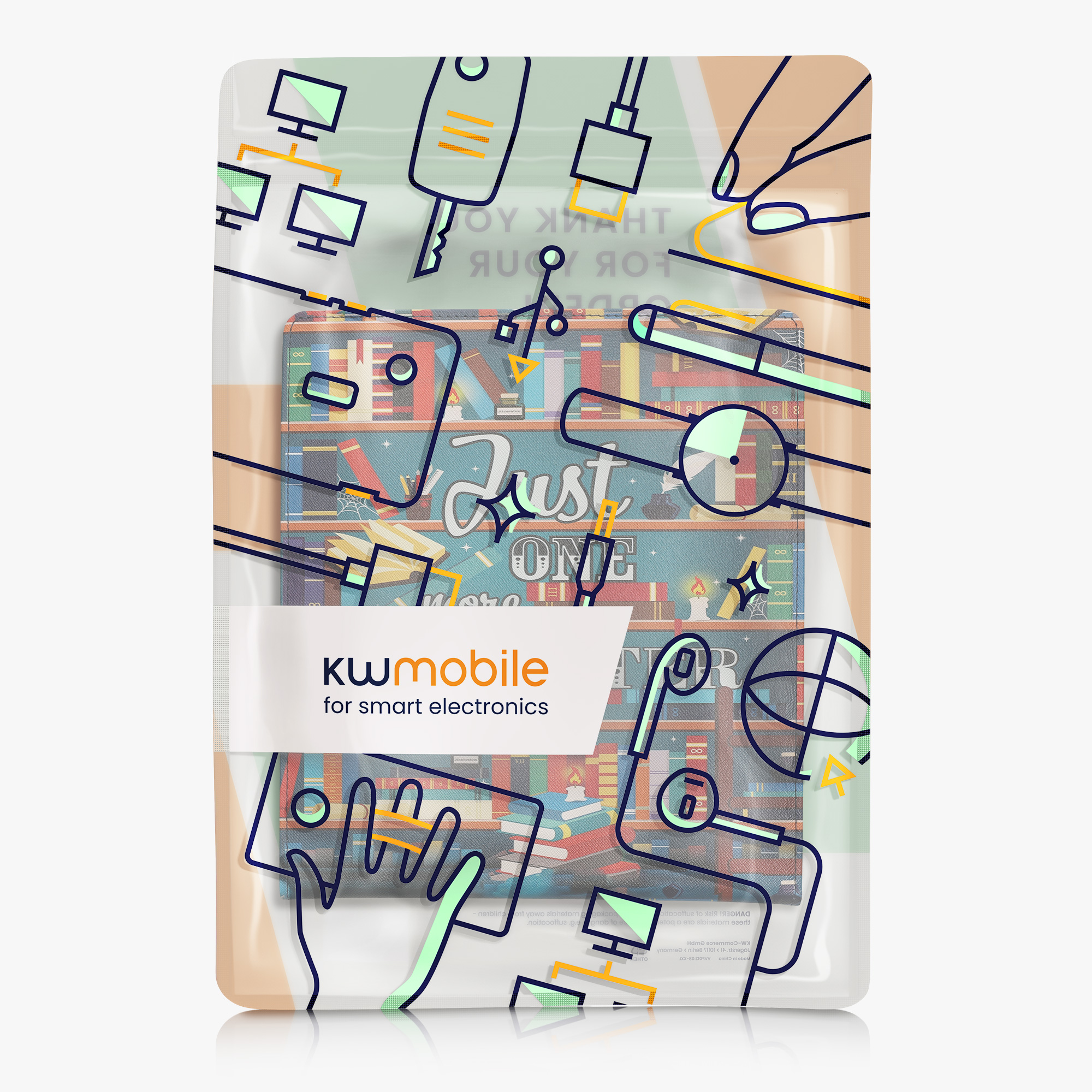 Pouzdro na čtečku kwmobile Kindle Scribe 2024 - Library Motto multicolor