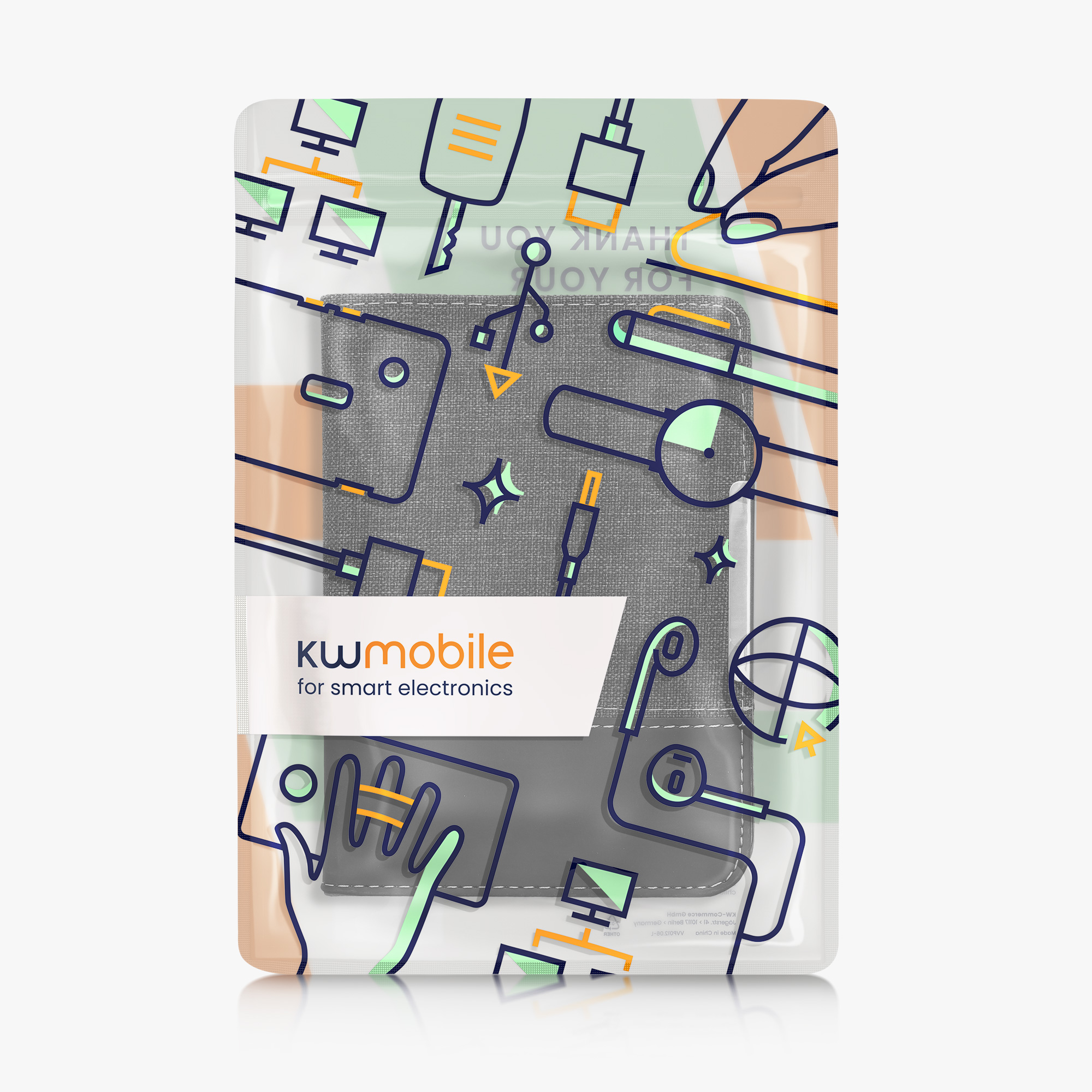 PU canvas pouzdro na čtečku Kobo Clara BW/Colour antracitovo-černé se stojánkem