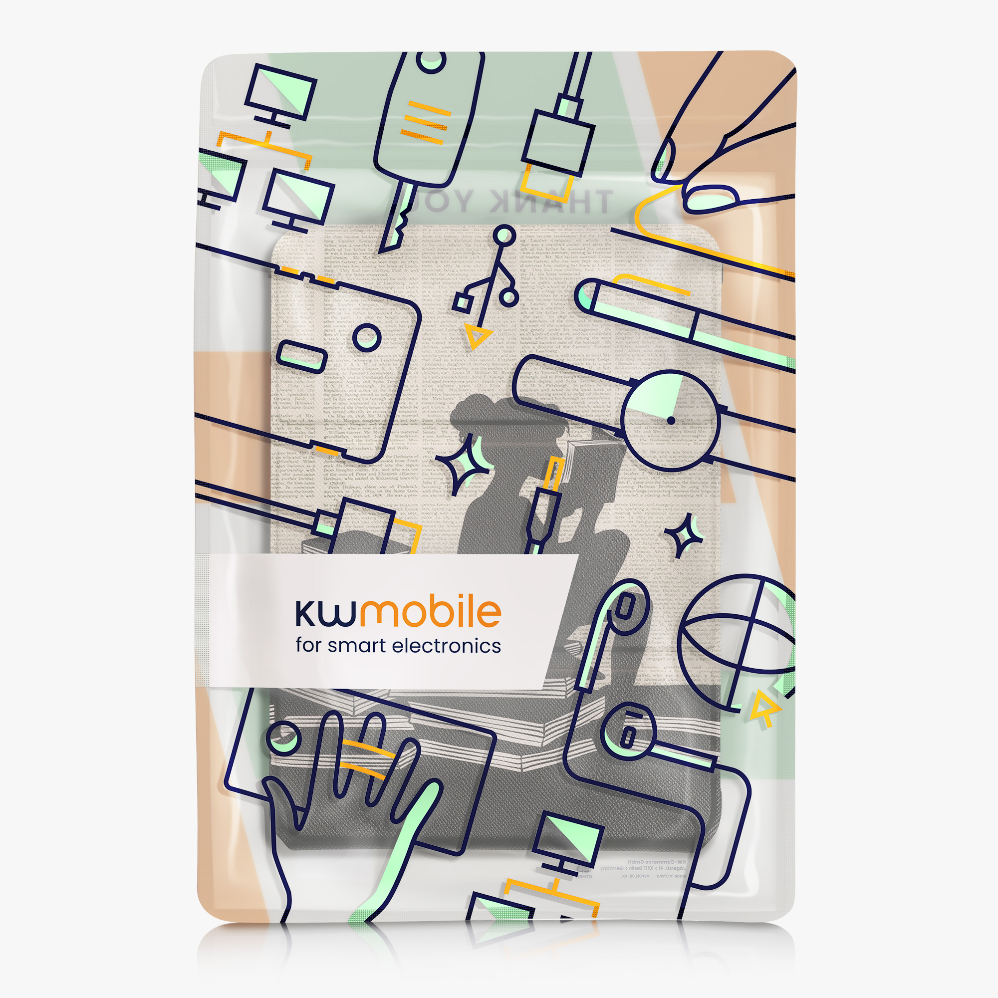 Pouzdro na čtečku kwmobile Kindle Paperwhite 2024 / Colorsoft - černá / béžová Girl and Books