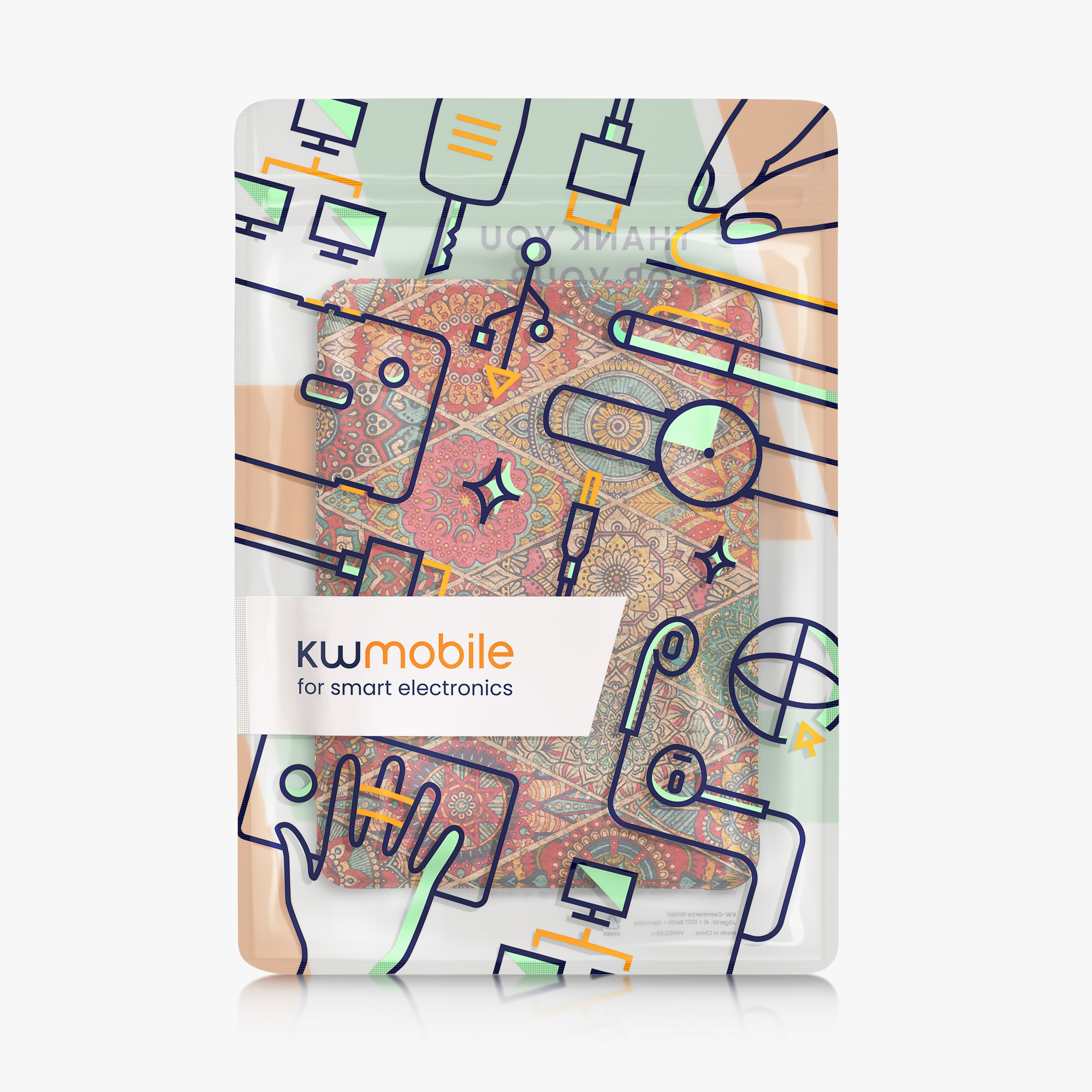Pouzdro na čtečku kwmobile Kindle Paperwhite 2024 / Colorsoft - Fractions tmavě růžová / červená / modrá