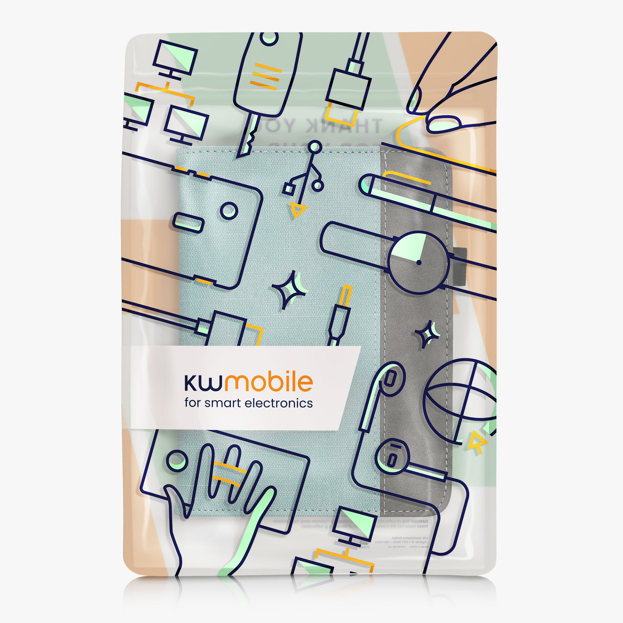 Pouzdro na čtečku kwmobile Kindle Paperwhite 2024 / Colorsoft - mint / tmavě šedá