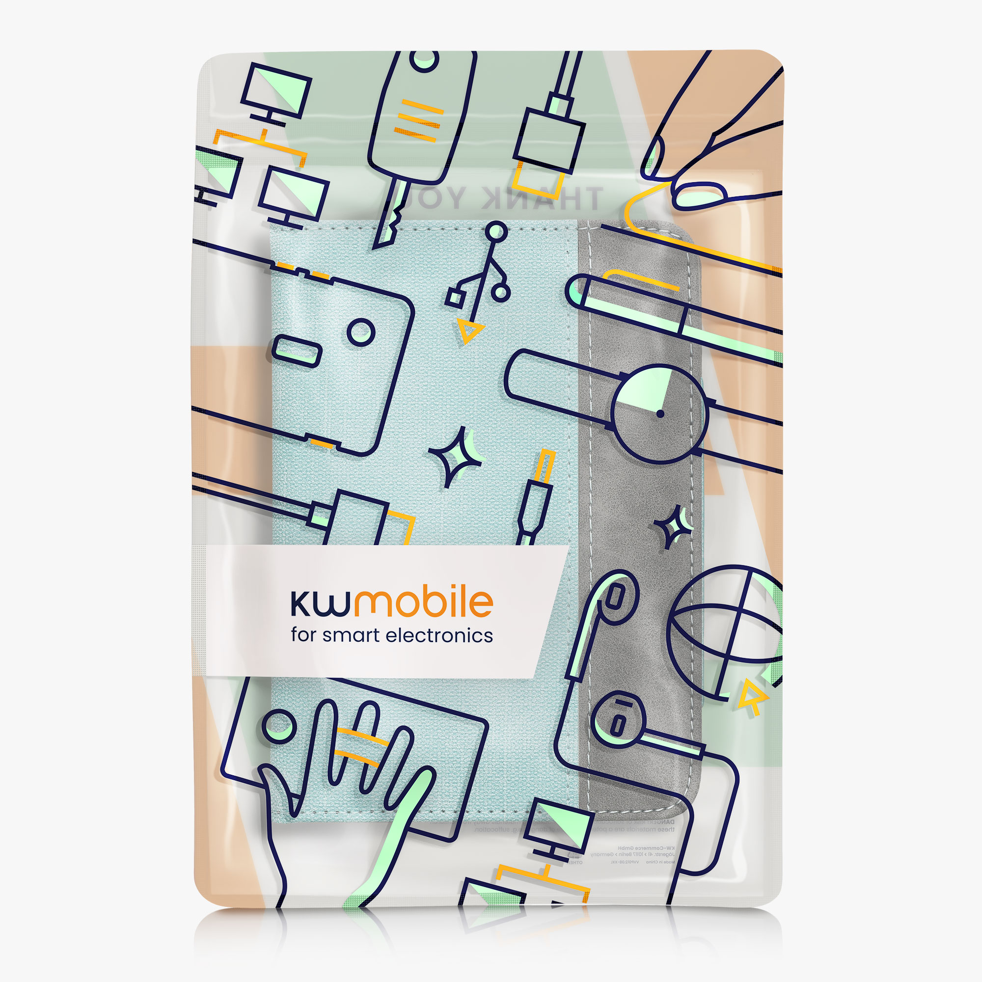 Pouzdro na čtečku kwmobile pro Amazon Kindle (2022/2024) - mátová / tmavě šedá
