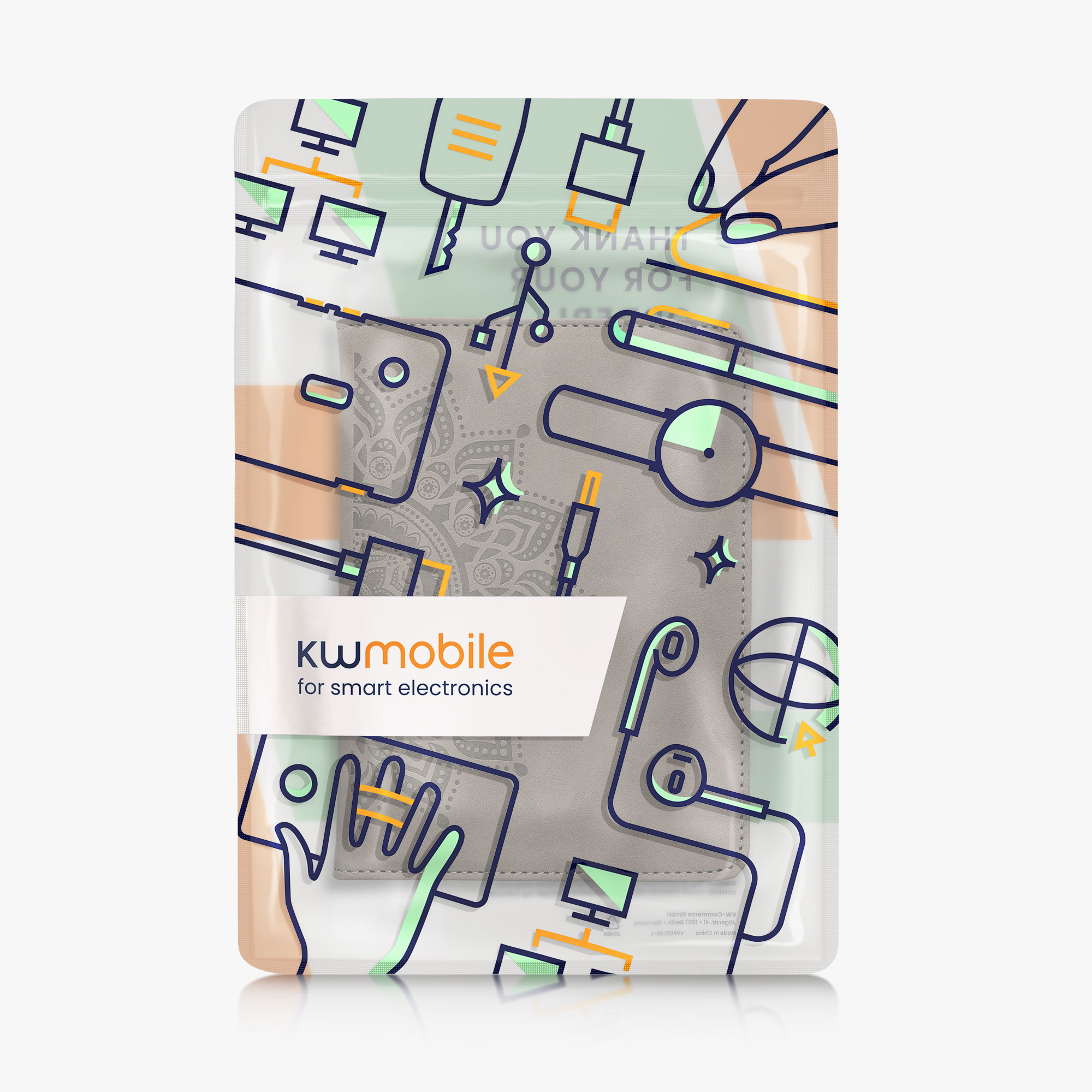 Pouzdro na čtečku kwmobile pro Amazon Kindle Paperwhite (2024)/Colorsoft - motiv Rising Sun šedá